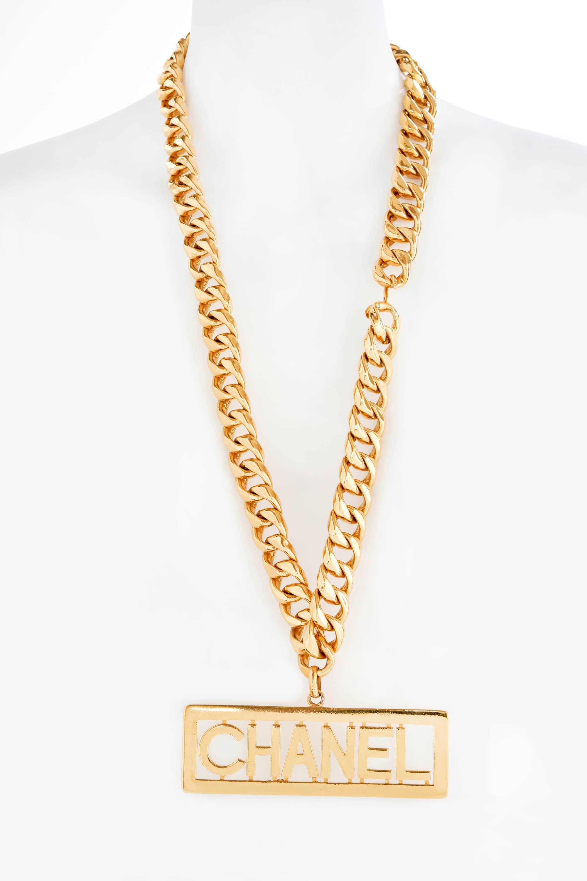 Chanel 24k Gold Chain Belt With Massive "Chanel" Plaque