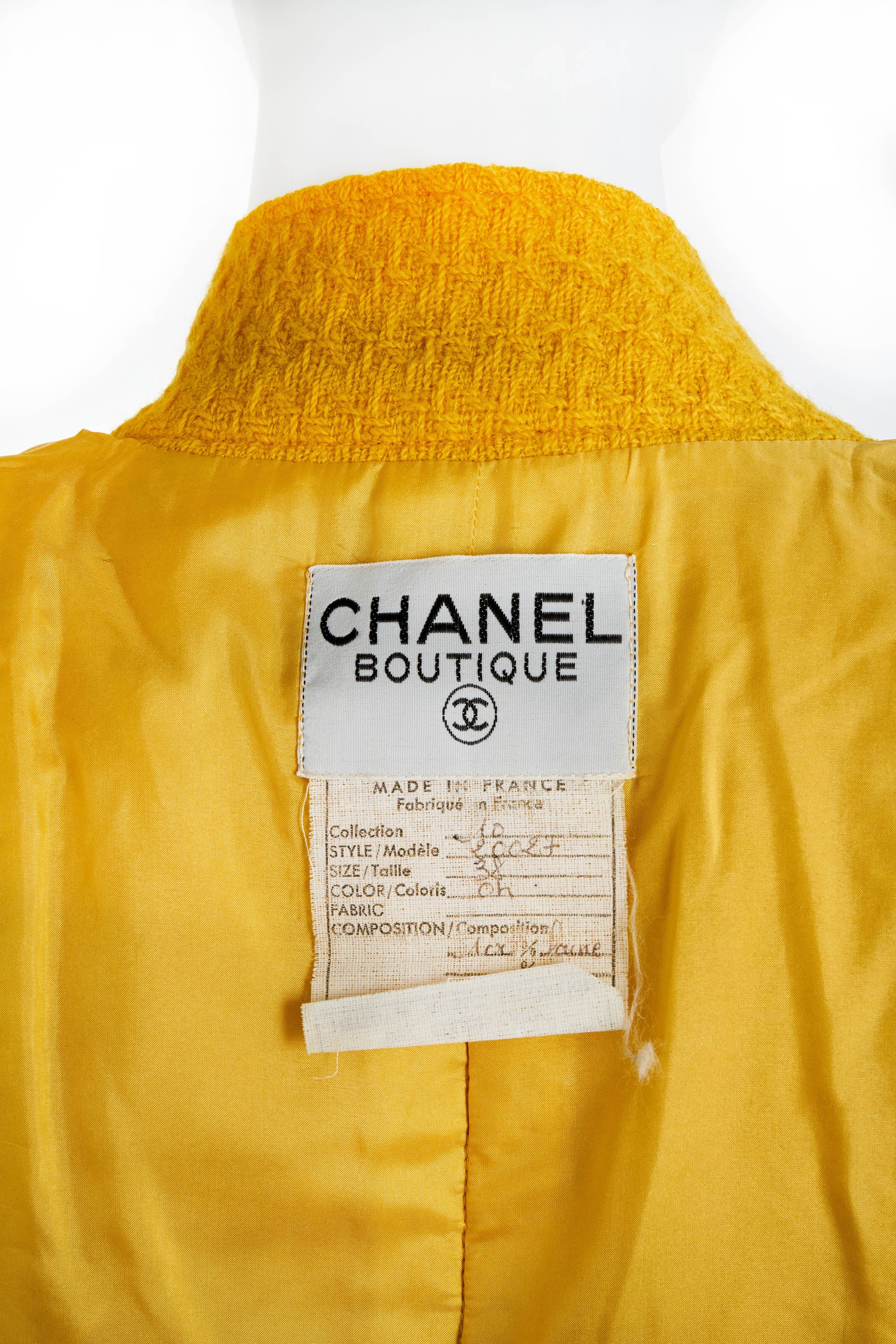 Chanel Boutique Goldenrod Yellow Jacket Size 38 24k Buttons 1990s