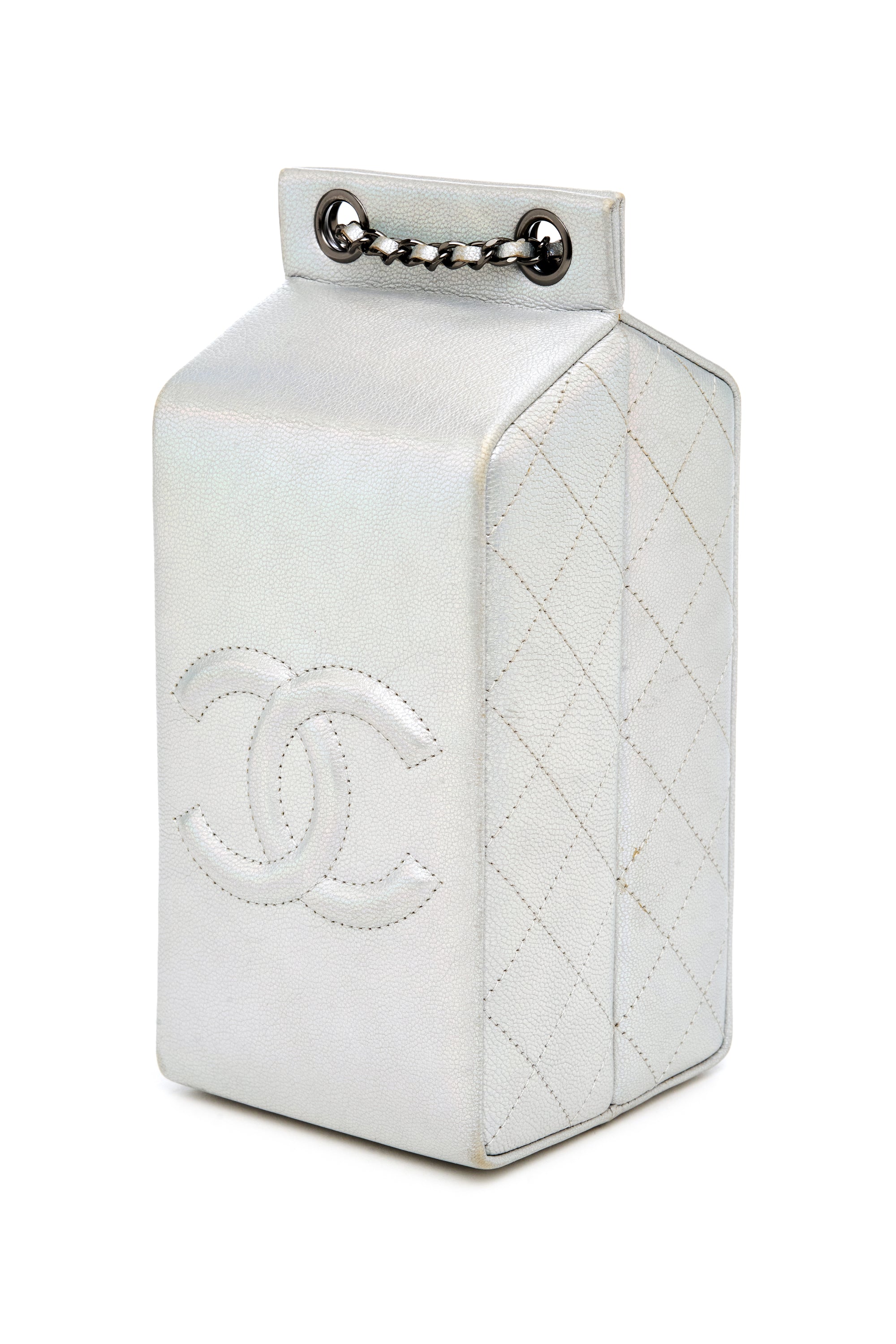 Silver chanel milk carton bag price sale