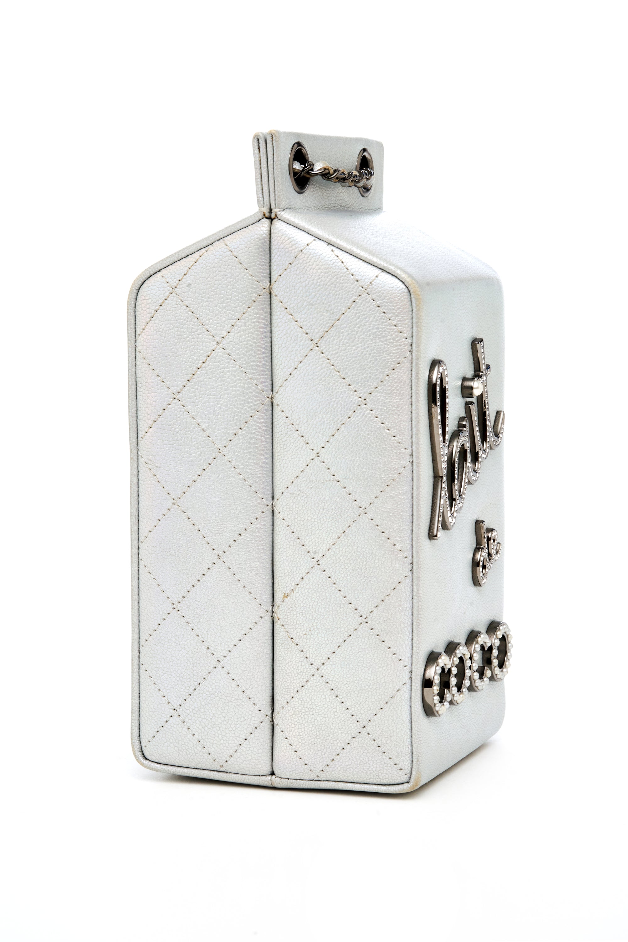 Chanel silver milk carton bag price sale