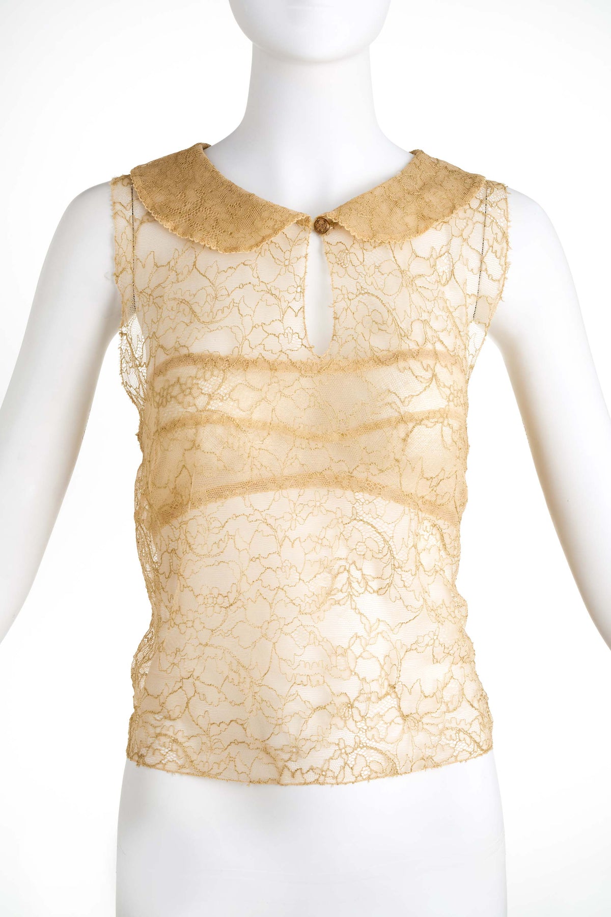 Chanel Nude Lace Sleevless Blouse