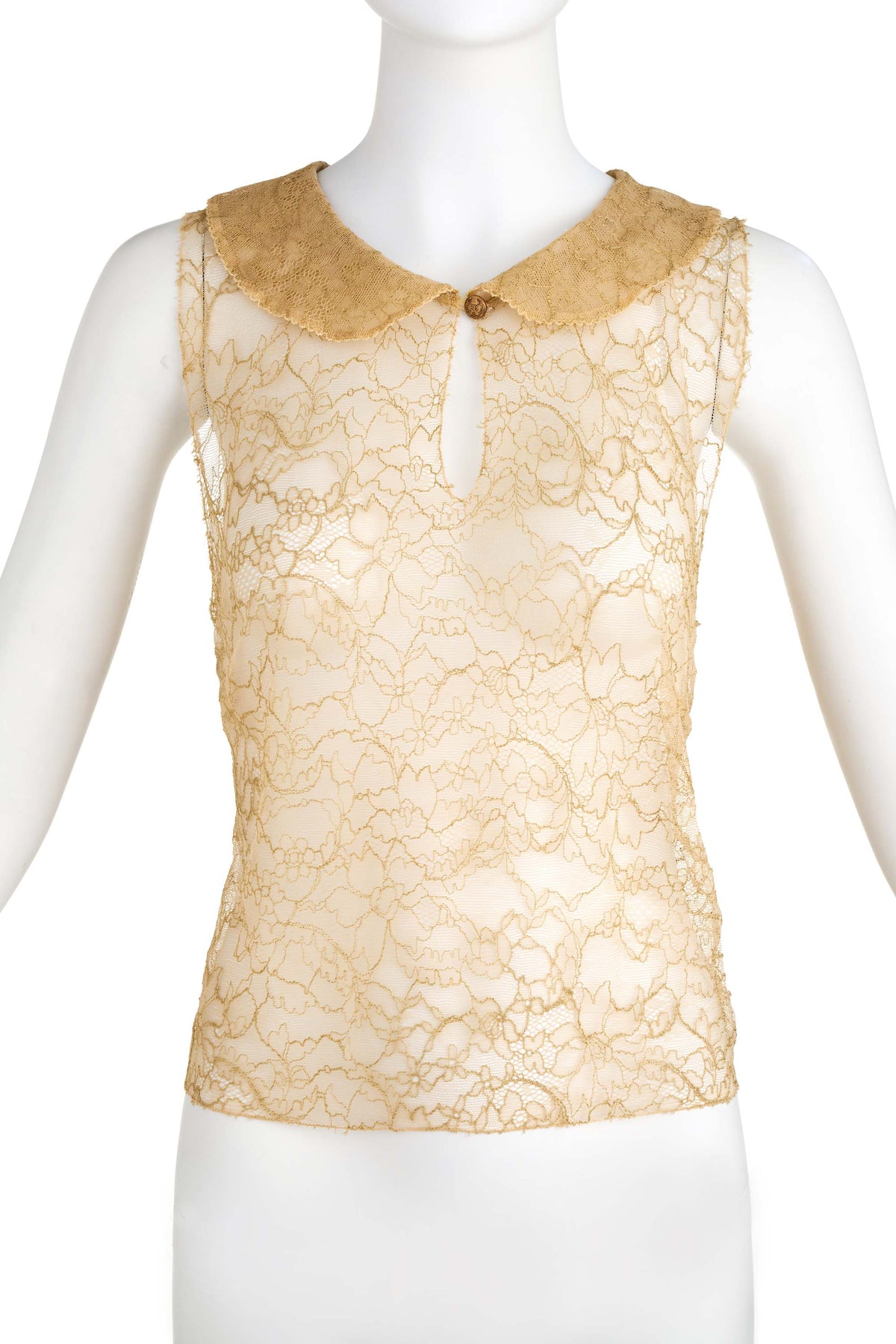 Chanel Nude Lace Sleevless Blouse