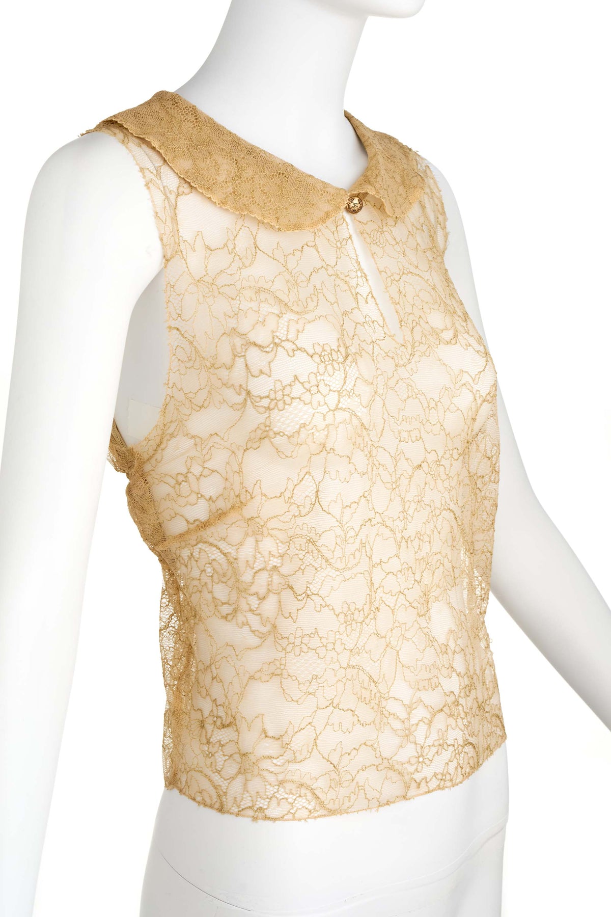 Chanel Nude Lace Sleevless Blouse