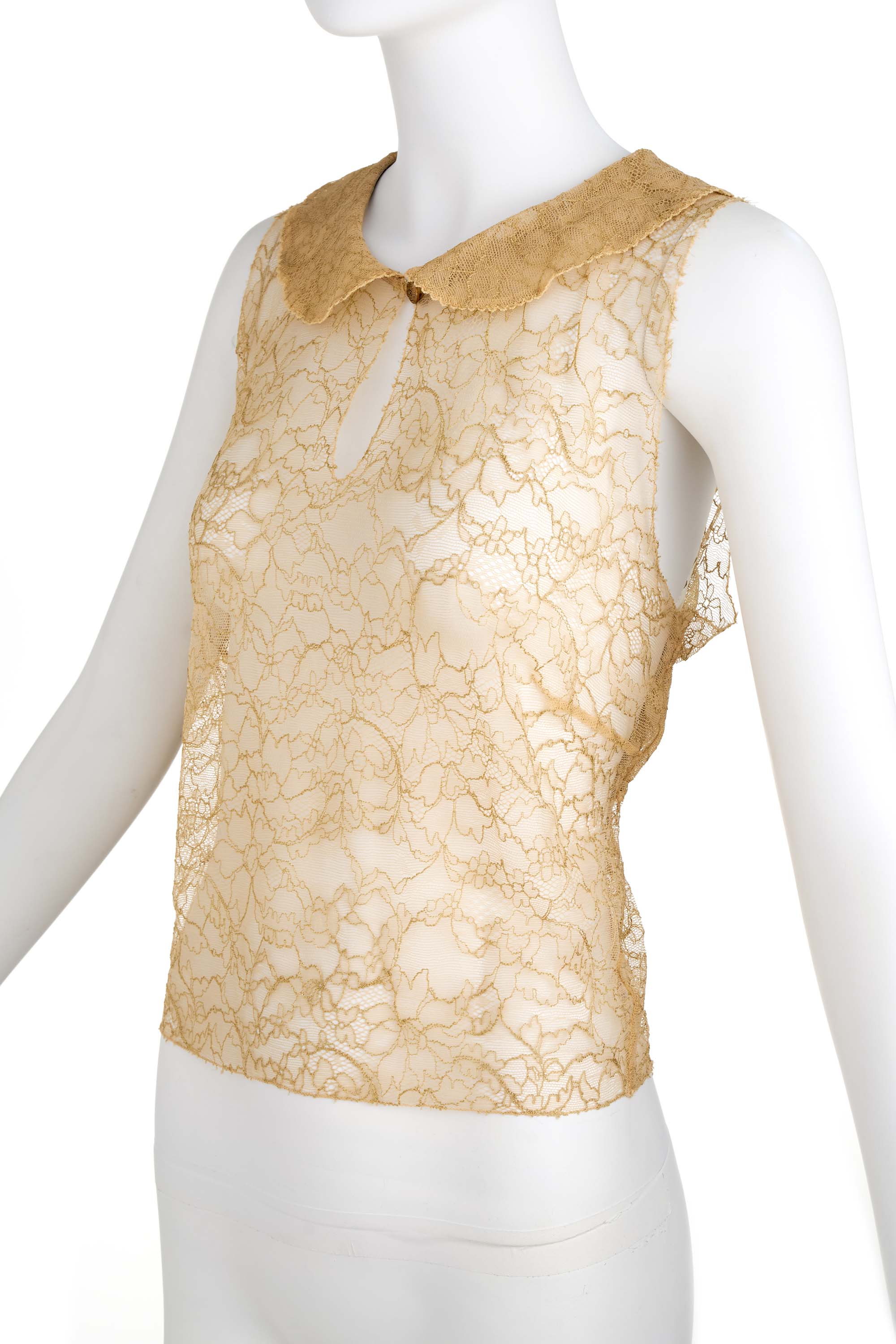 Chanel Nude Lace Sleevless Blouse