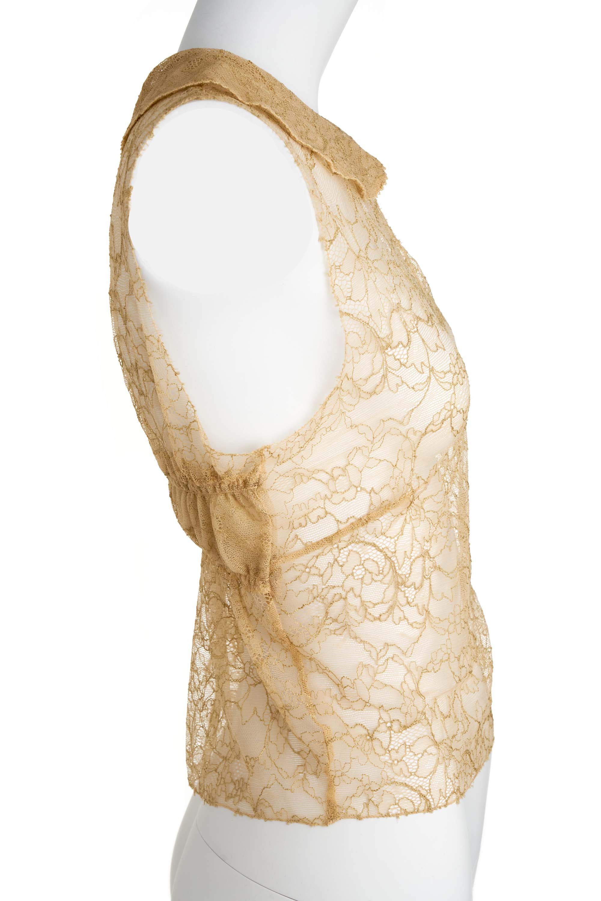 Chanel Nude Lace Sleevless Blouse