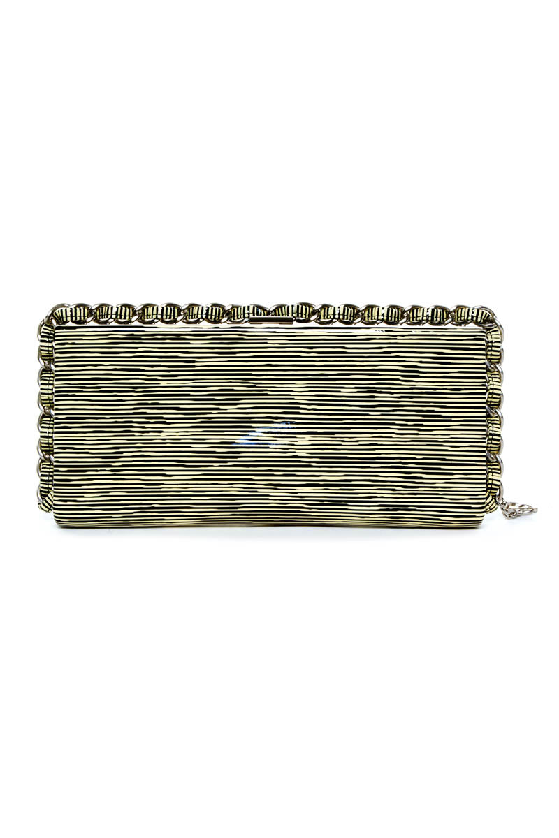 Chanel Black and Leather Patent Leather Clutch With Chain Trim 2013-14