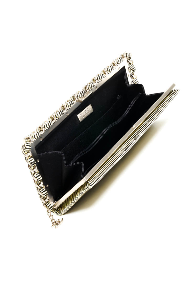 Chanel Black and Leather Patent Leather Clutch With Chain Trim 2013-14