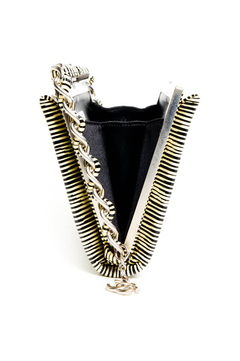 Chanel Black and Leather Patent Leather Clutch With Chain Trim 2013-14