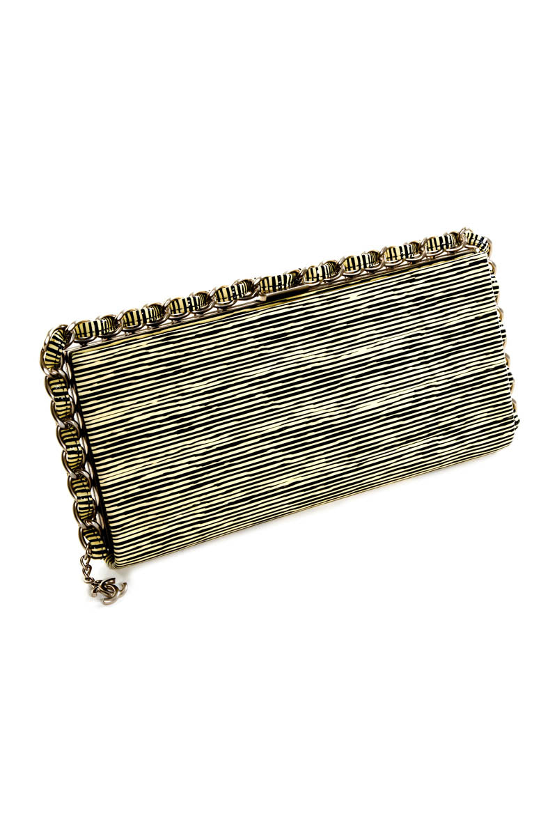 Chanel Black and Leather Patent Leather Clutch With Chain Trim 2013-14