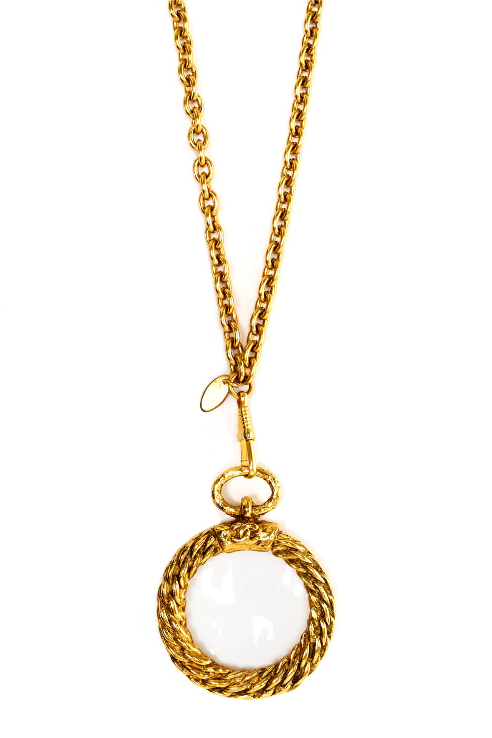 Chanel Vintage Magnifying Glass Two Chain Sautoir Necklace 1990&#39;s