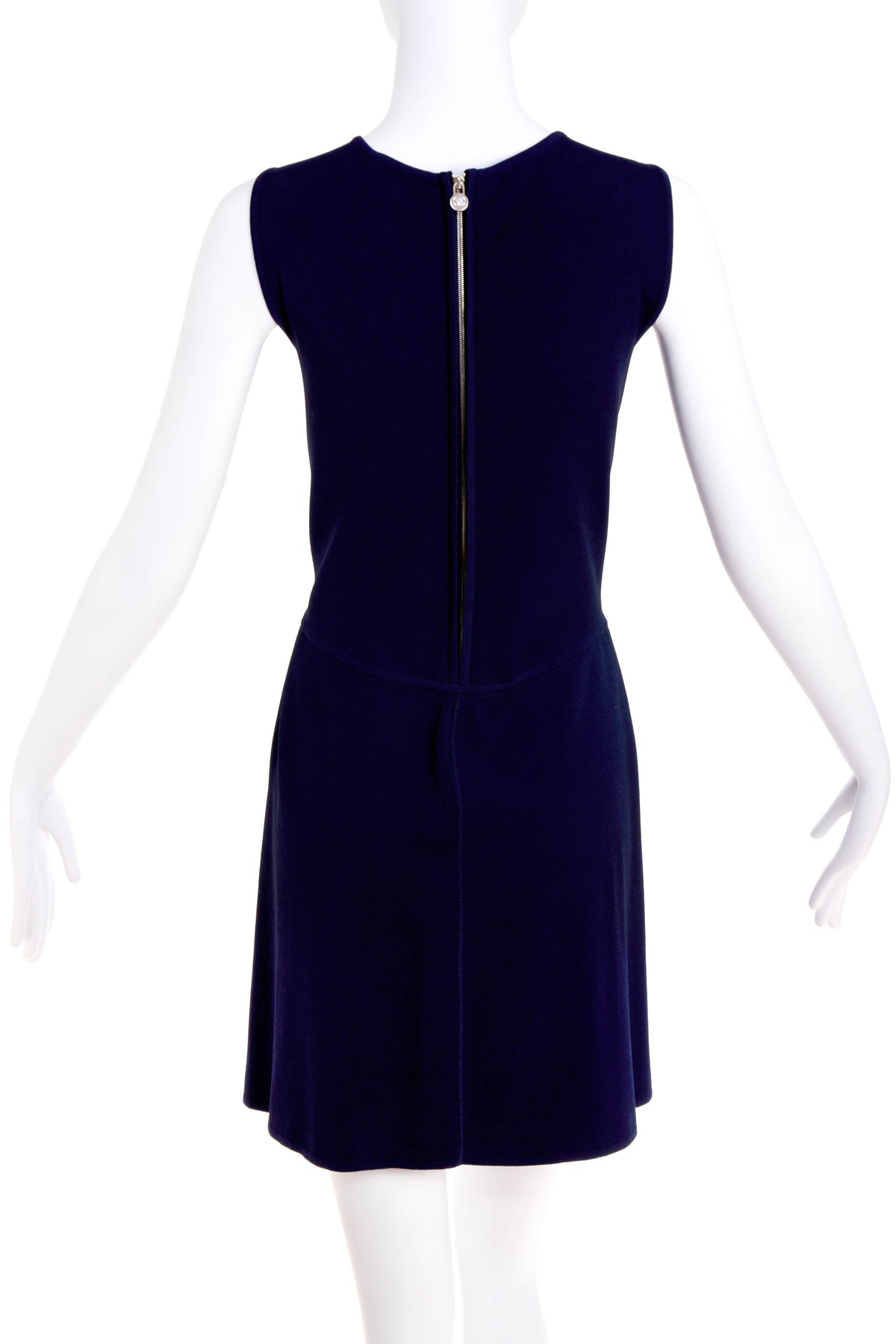 Chanel Navy Sleeveless Pleated Skirt Tennis Dress Size 40