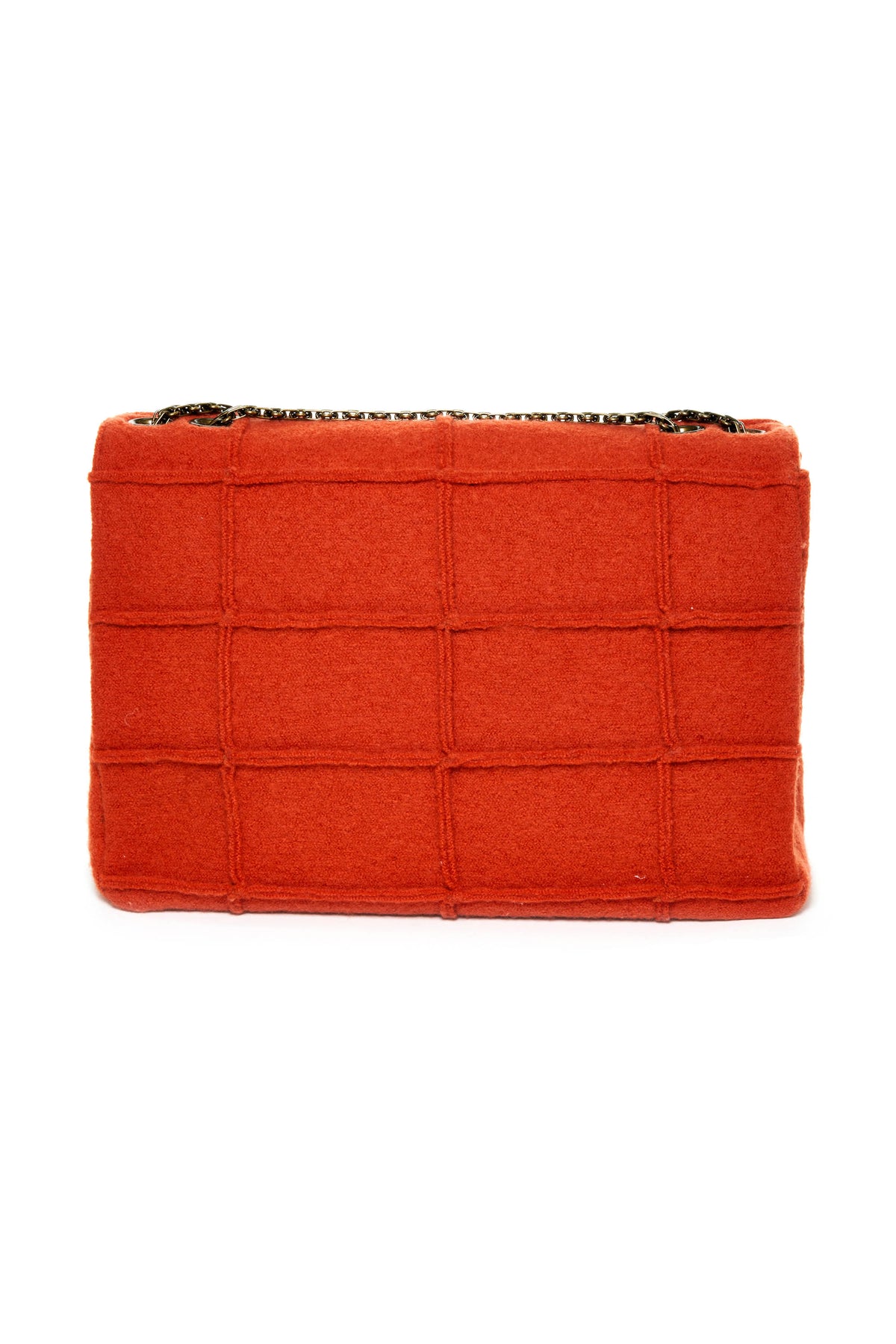 Chanel Jumbo Boiled Wool Orange Jungle Single Flap Purse