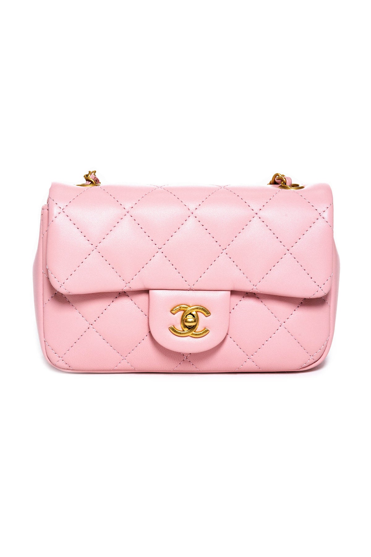 Chanel Pink Small Flap Bag Heart With Charms on Chain