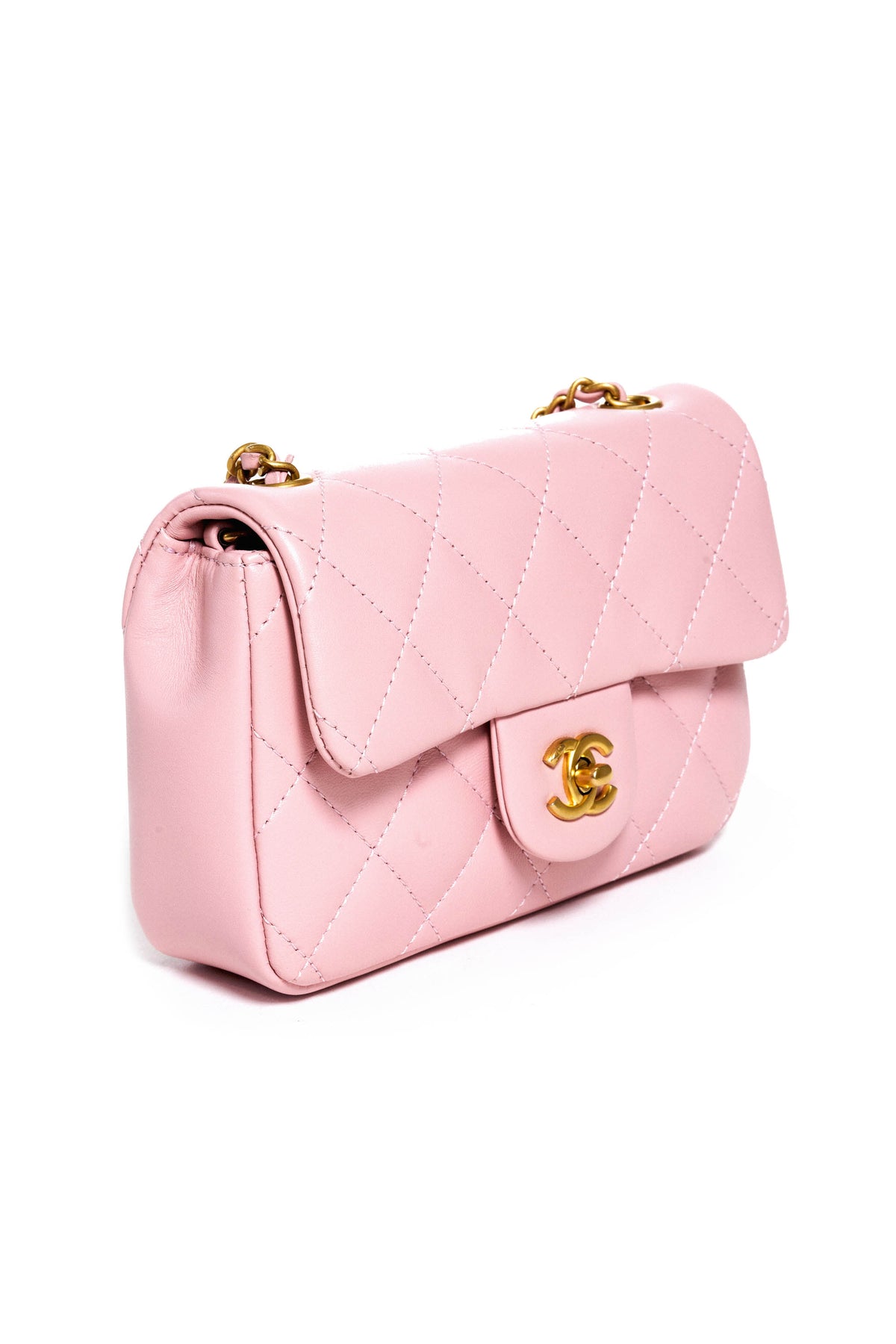 Chanel Pink Small Flap Bag Heart With Charms on Chain