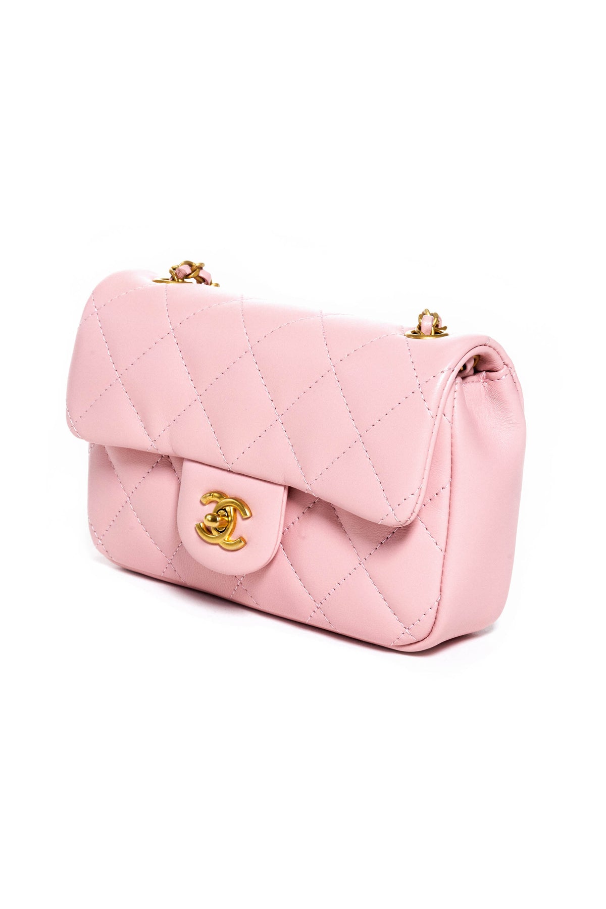 Chanel Pink Small Flap Bag Heart With Charms on Chain