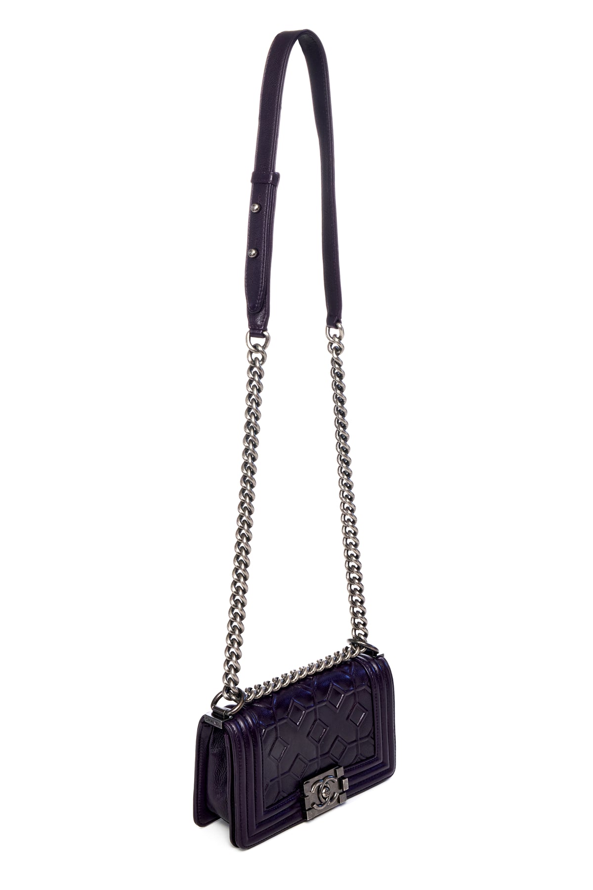 Chanel Small Plum Arabesque Calfskin Boy bag