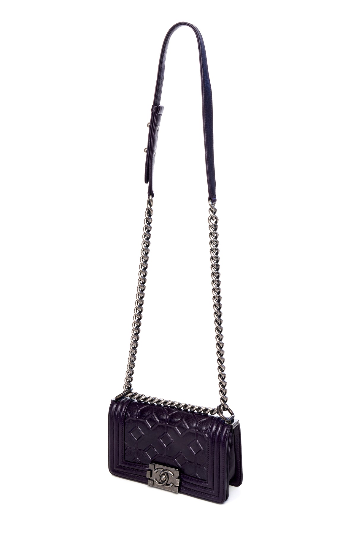 Chanel Small Plum Arabesque Calfskin Boy bag