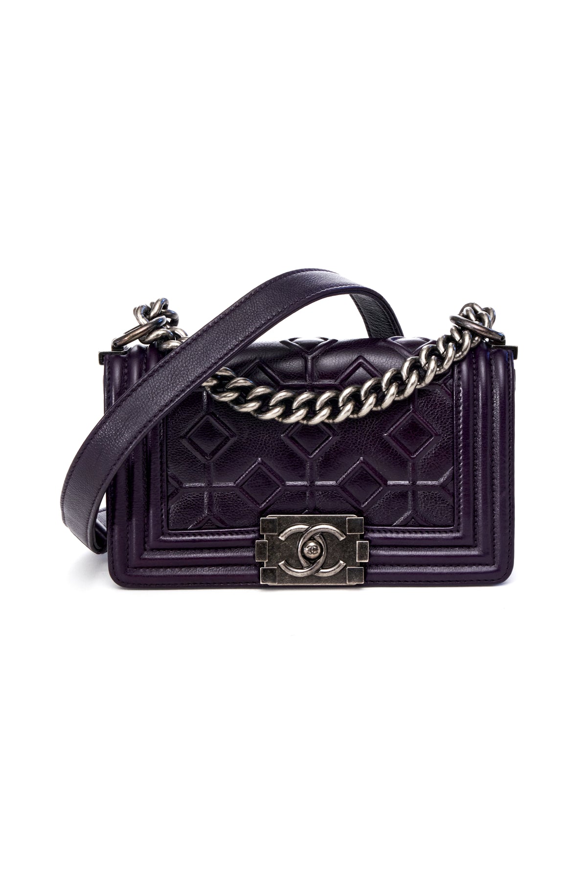 Chanel Small Plum Arabesque Calfskin Boy bag