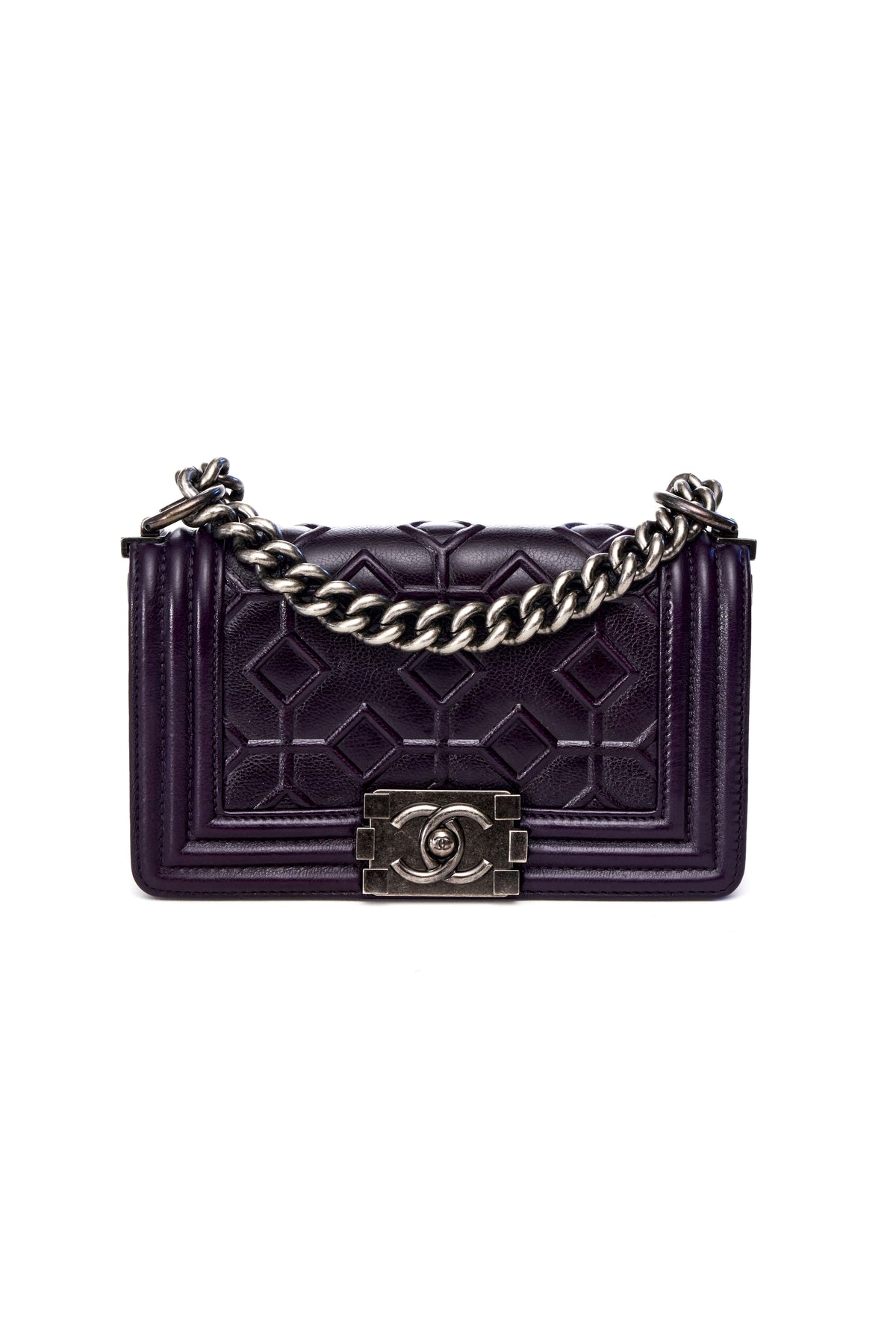 Chanel Small Plum Arabesque Calfskin Boy bag