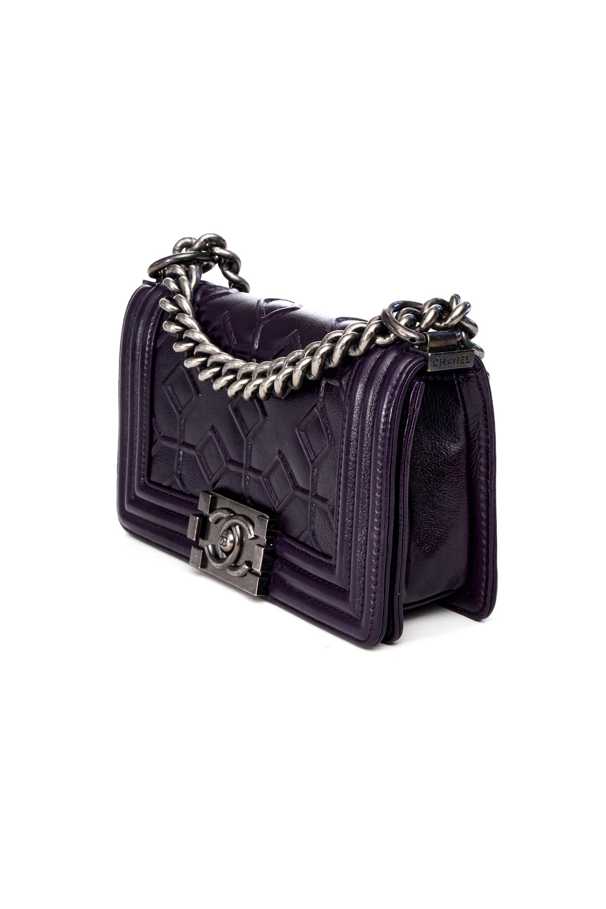 Chanel Small Plum Arabesque Calfskin Boy bag