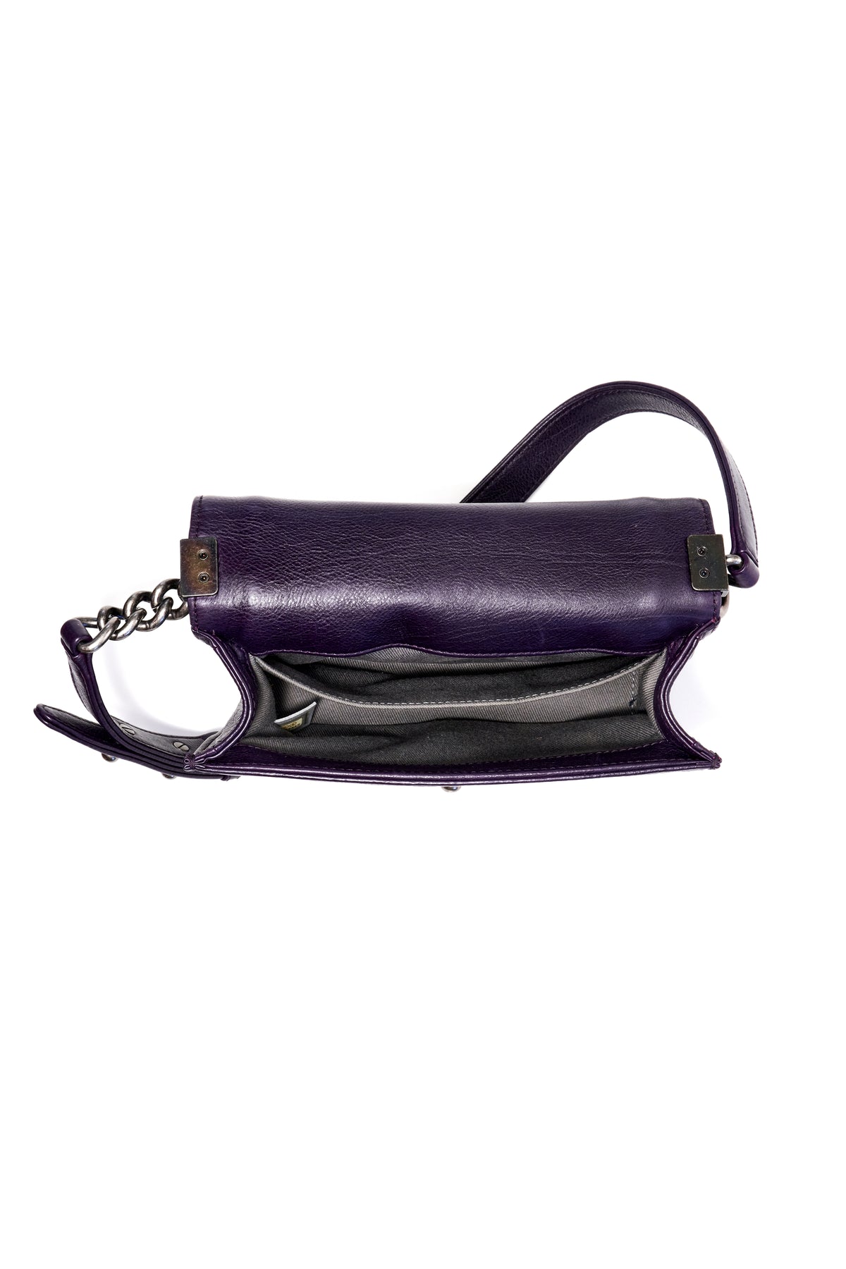 Chanel Small Plum Arabesque Calfskin Boy bag