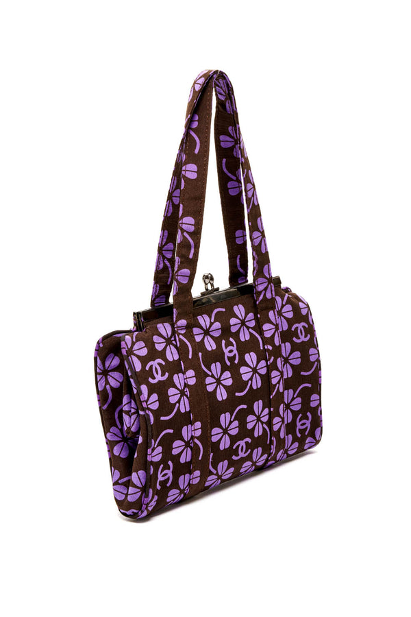 Chanel Purple and Brown Clover Purse 2001 P - Foxy Couture Carmel