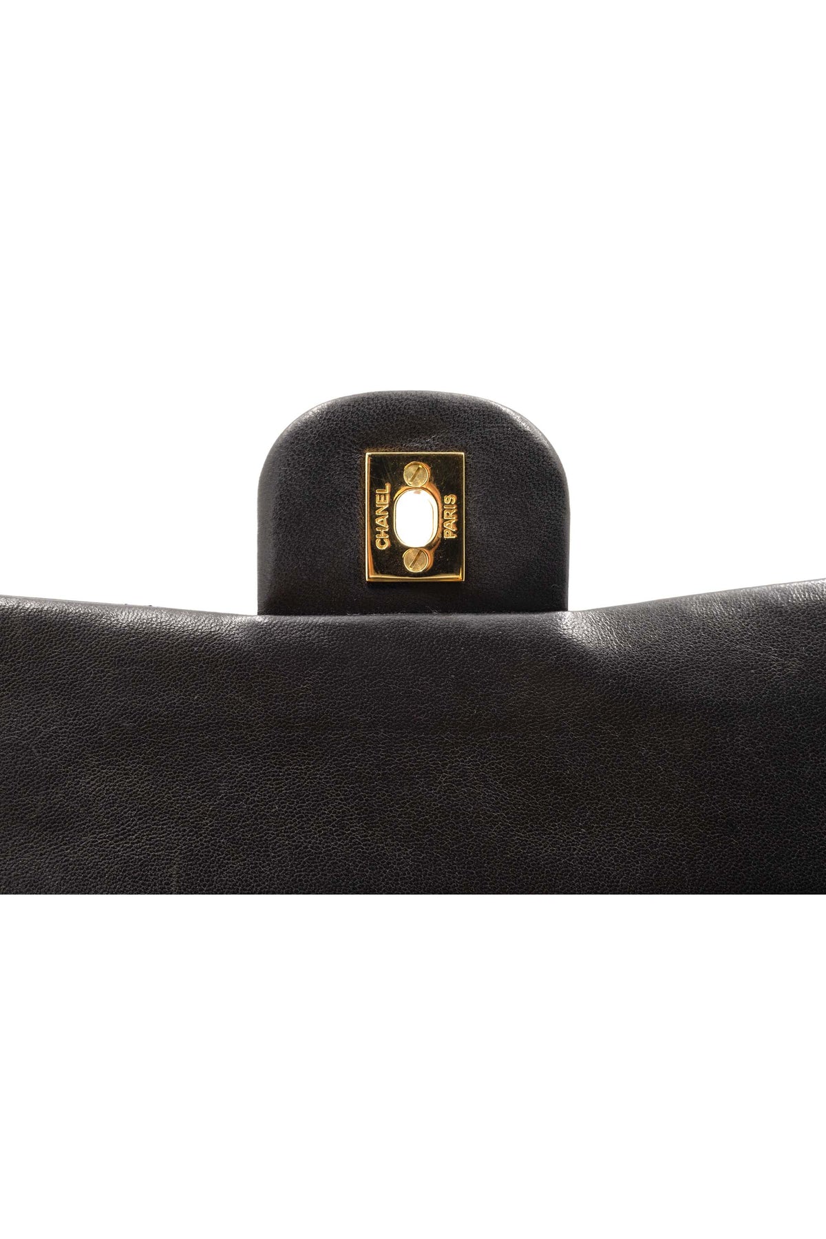 Chanel Vintage Black Double Flap 24k Gold Plate Classic Purse 1994-6