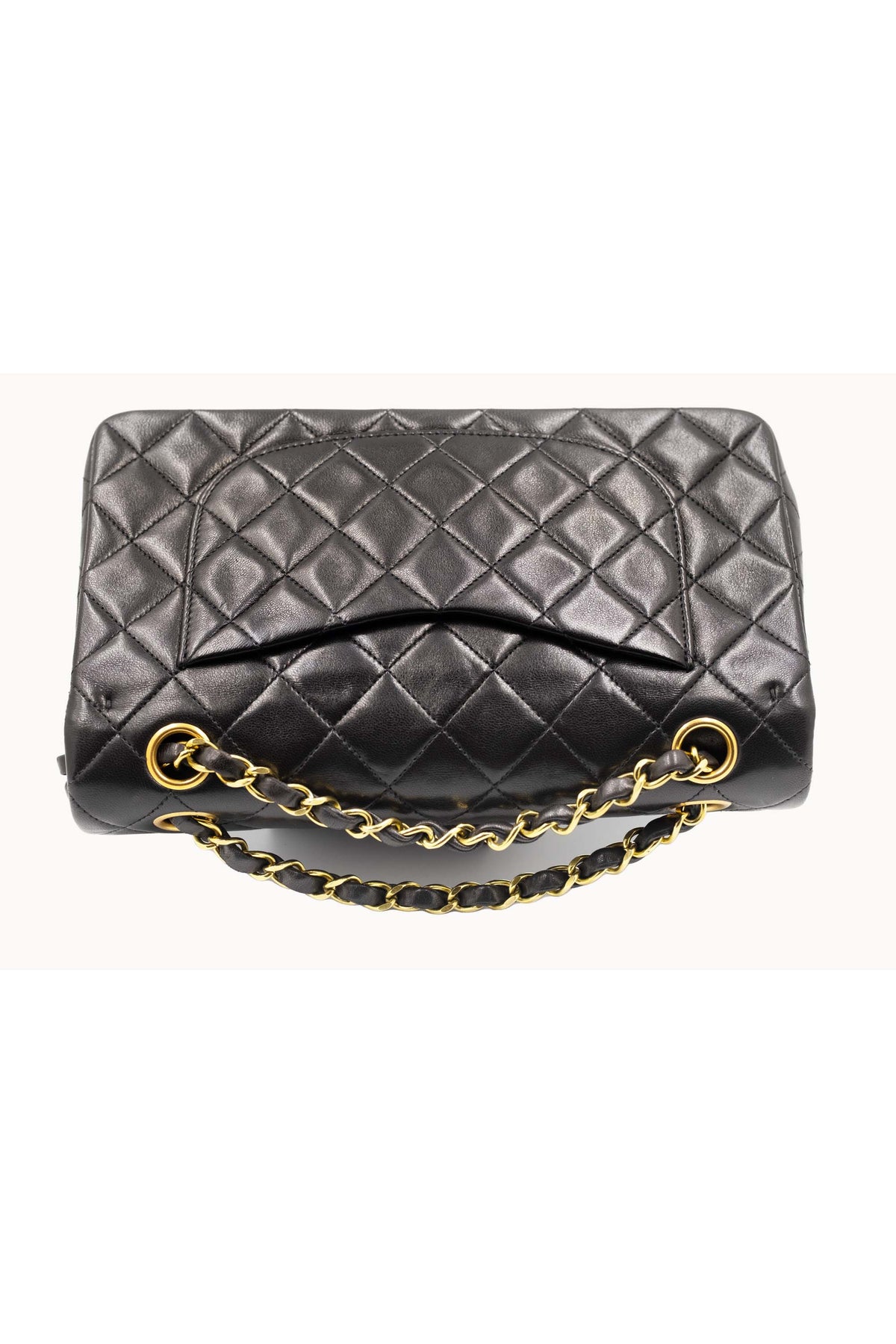 Chanel Vintage Black Double Flap 24k Gold Plate Classic Purse 1994-6