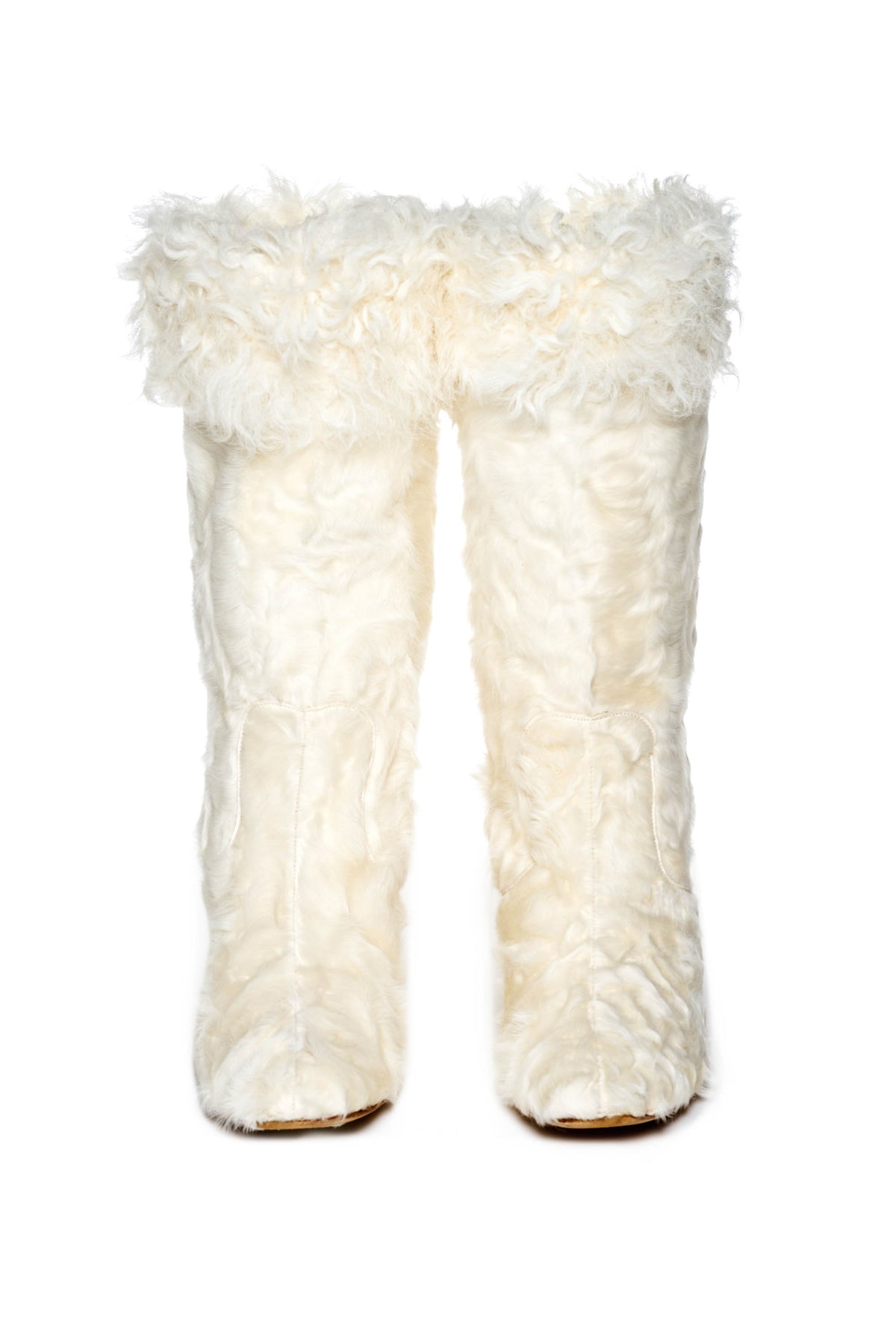 Chanel White Fur Boots Size 39.5