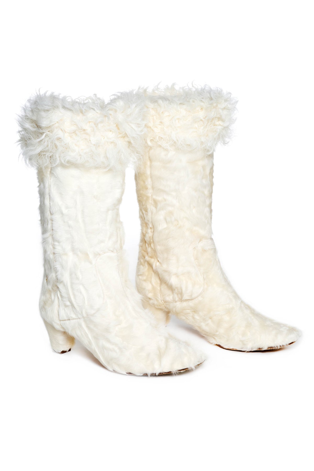 Chanel White Fur Boots Size 39.5