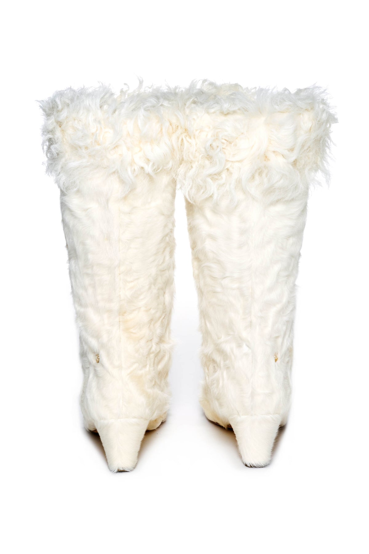 Chanel White Fur Boots Size 39.5