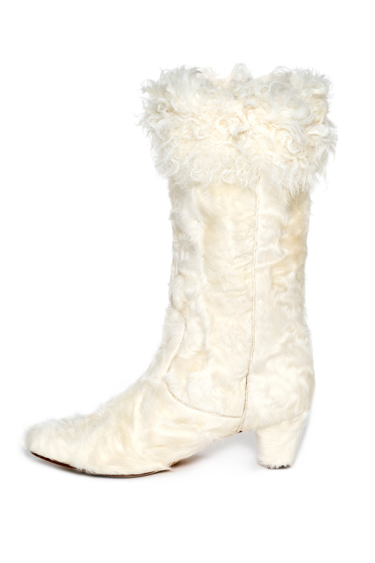 Chanel White Fur Boots Size 39.5