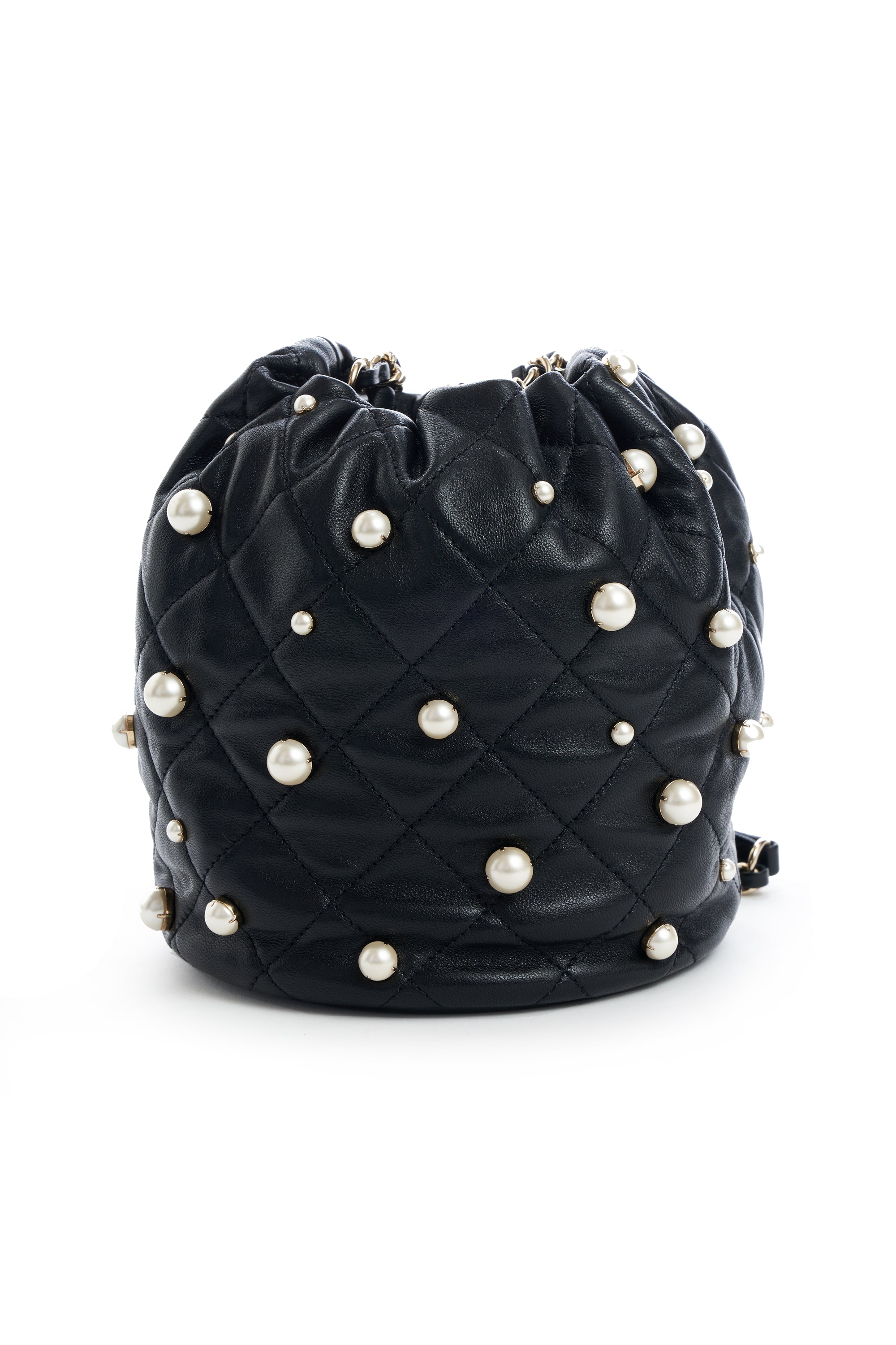 Chanel Black "About Pearls" Pearl Studded Bucket Purse 2021