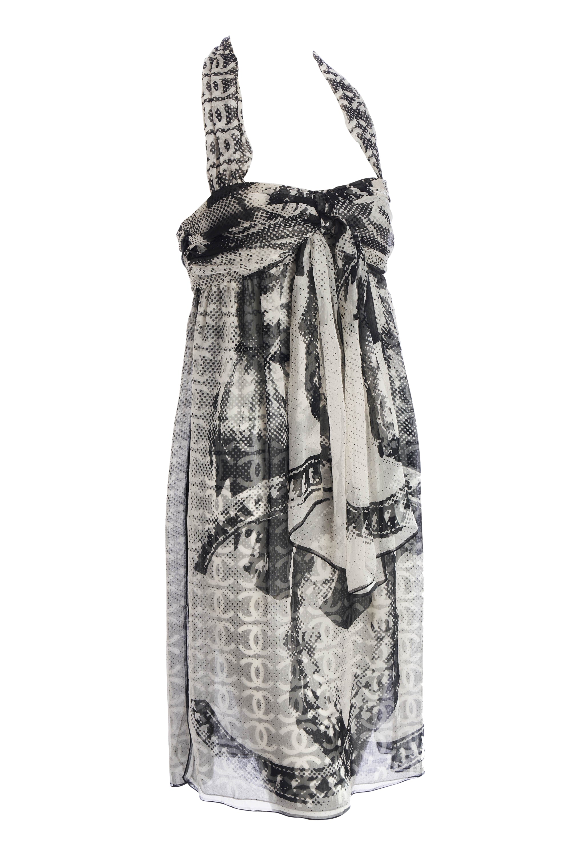 chanel black and white dress Chanel Printed Black and White Lion Dress 2010C
