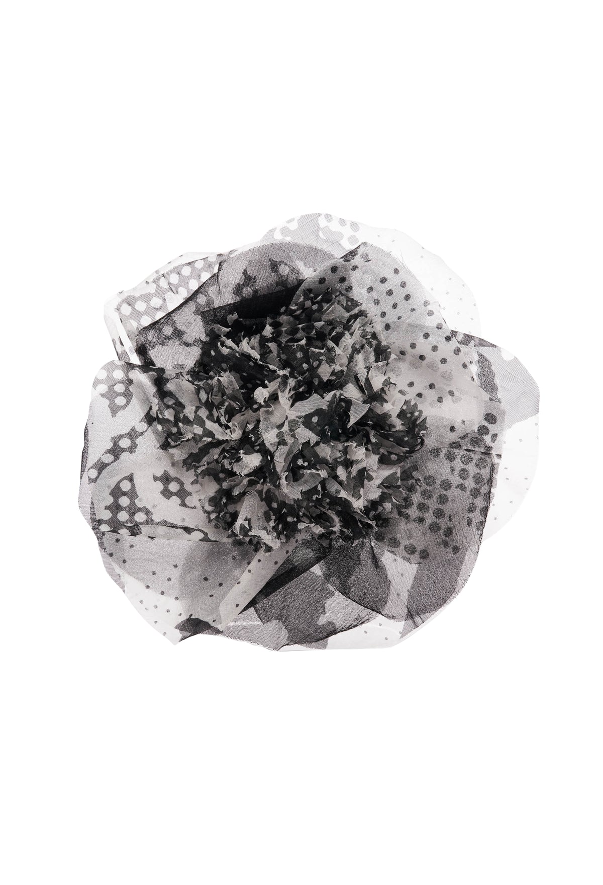 Chanel Printed Flower Pin Black and White