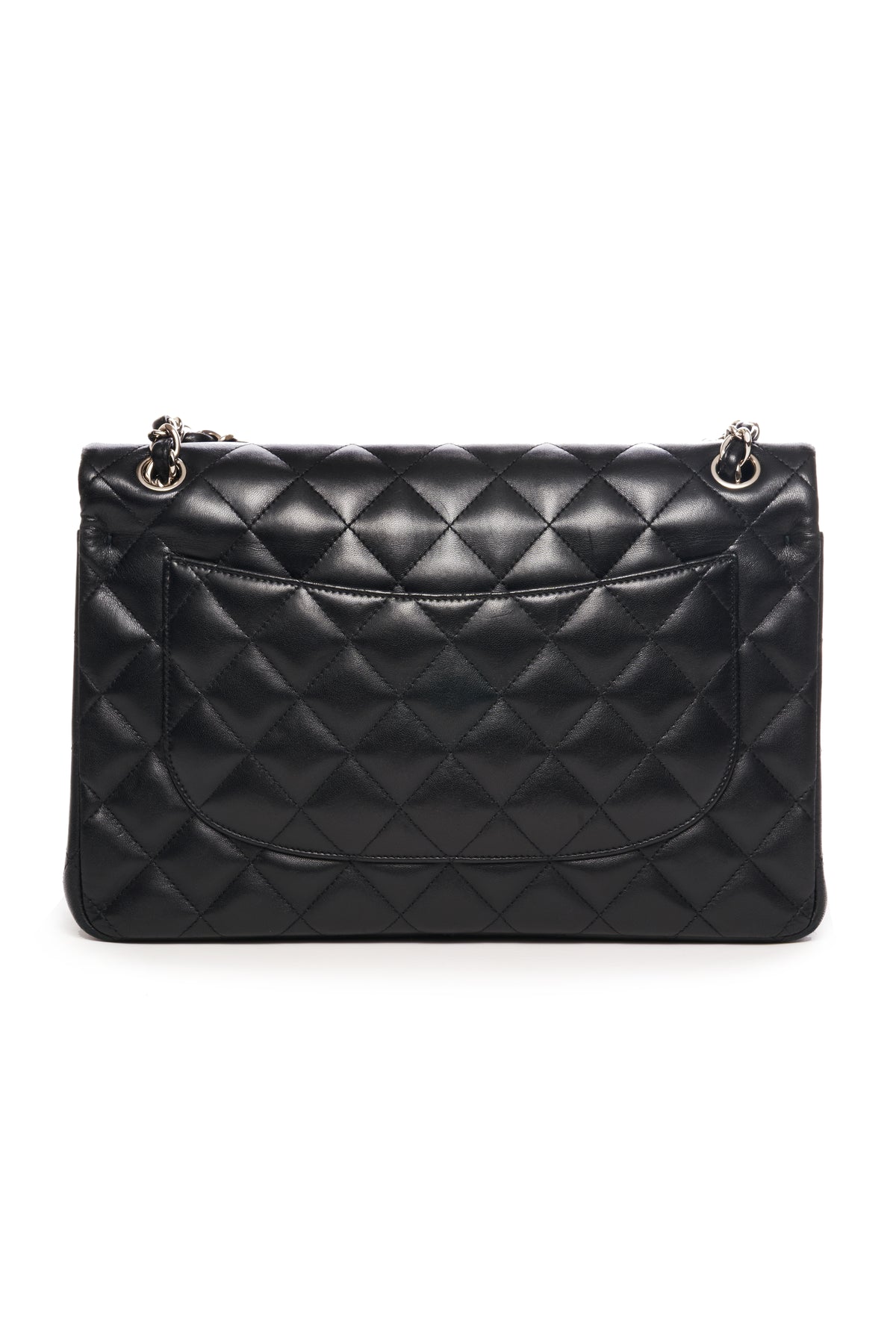 Chanel Jumbo Black Napa Double Flap Silver Hardware 2017-18