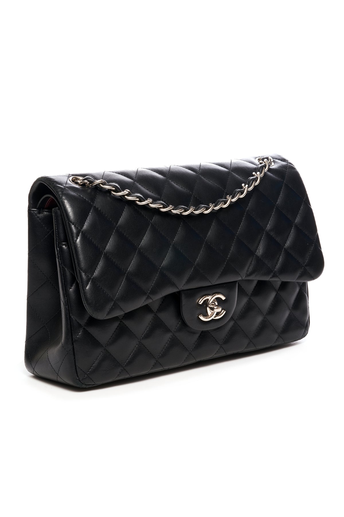 Chanel Jumbo Black Napa Double Flap Silver Hardware 2017-18