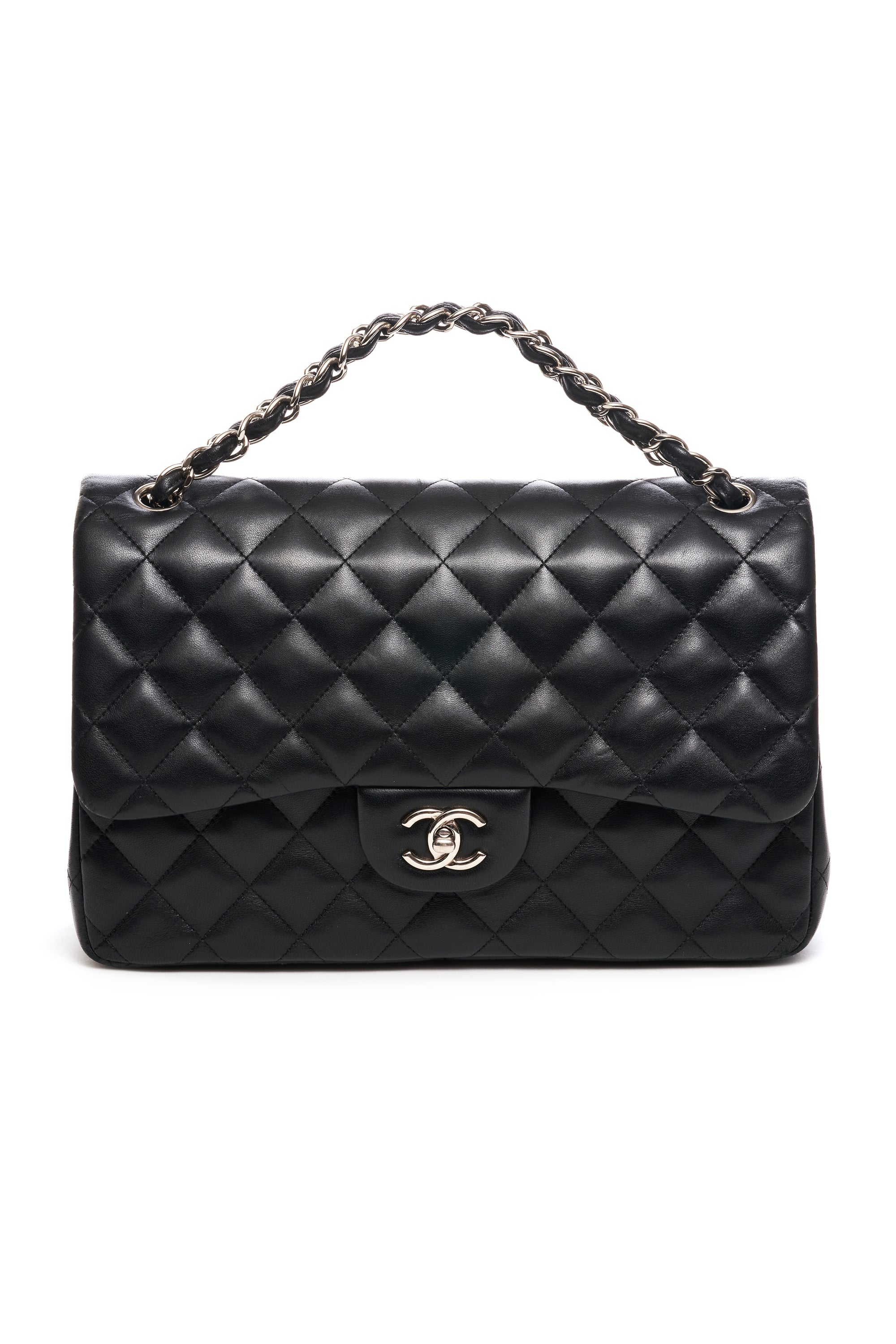 Chanel Jumbo Black Napa Double Flap Silver Hardware 2017-18 - Foxy Chanel Jumbo Black Napa Double Flap Silver Hardware 2017-18 - Foxy