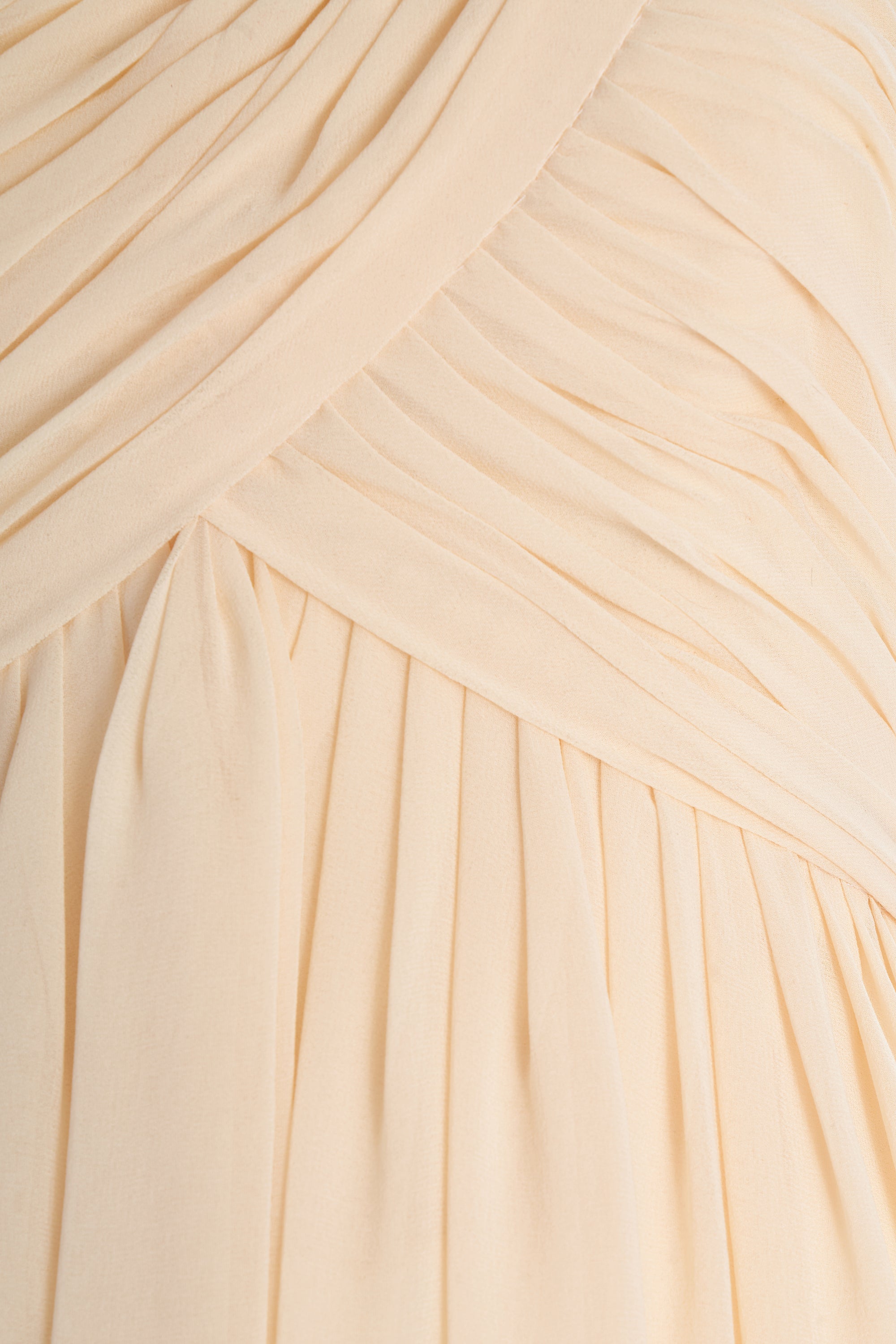 Chanel Ivory Chiffon Gown Dress Pearl Straps and