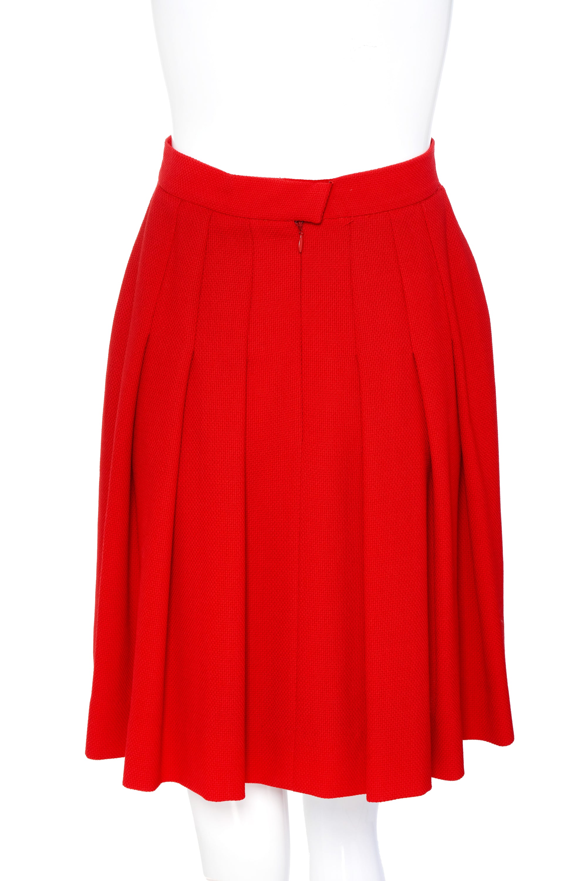 Chanel Boutique Vintage Red Pleated Mini Skirt