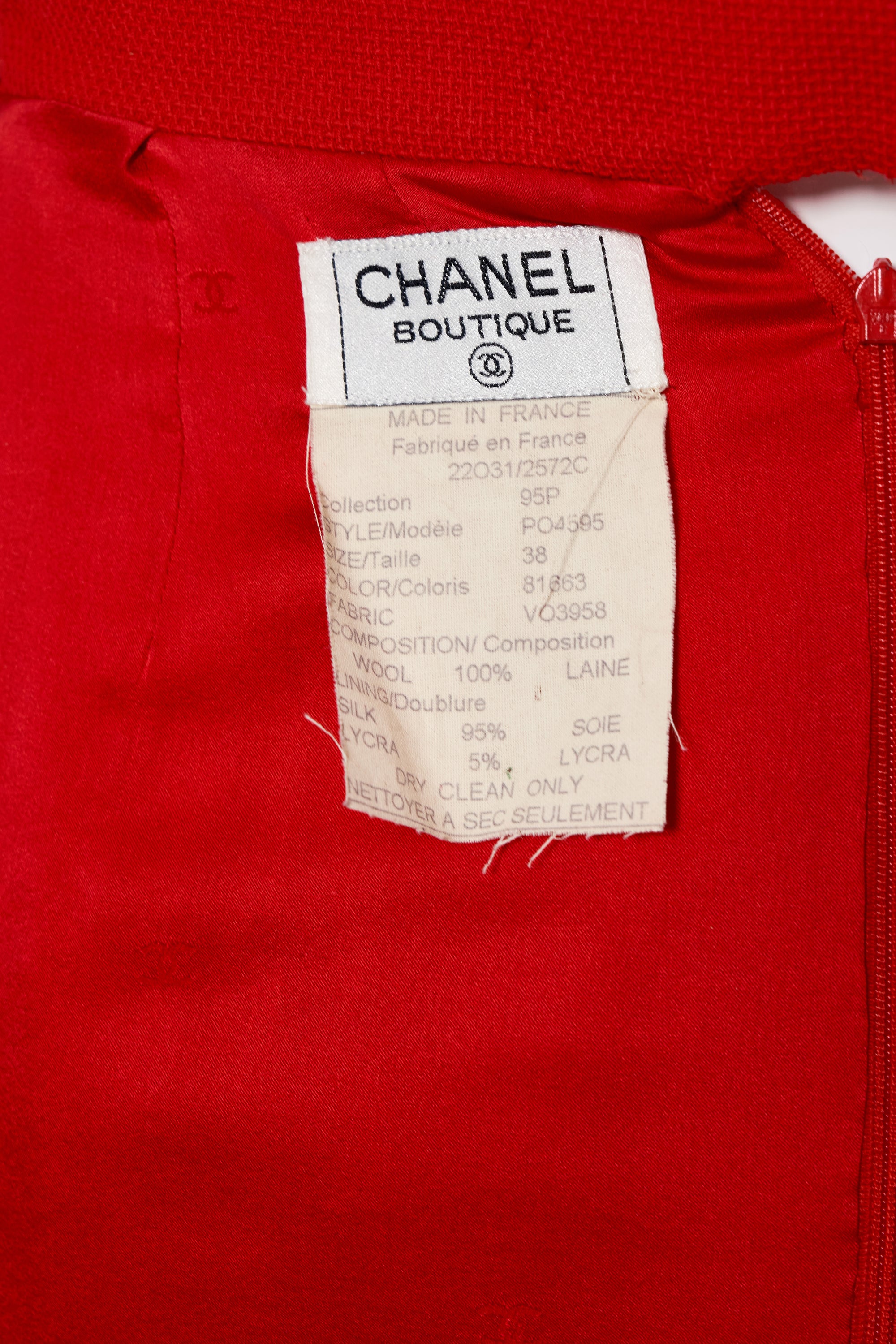 Chanel Boutique Vintage Red Pleated Mini Skirt