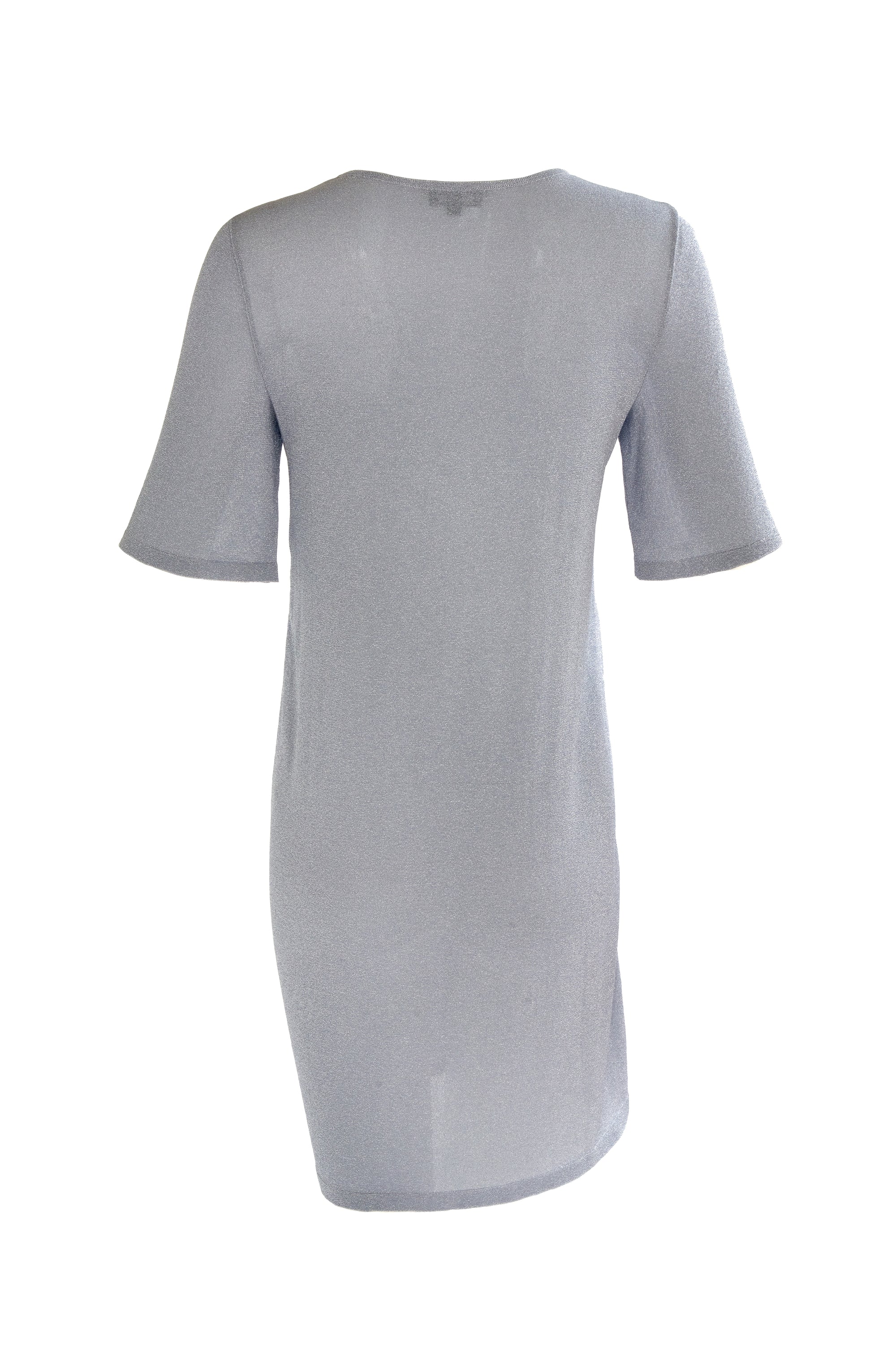 Chanel Silver Lurex Short Sleeve Shirt Size 36