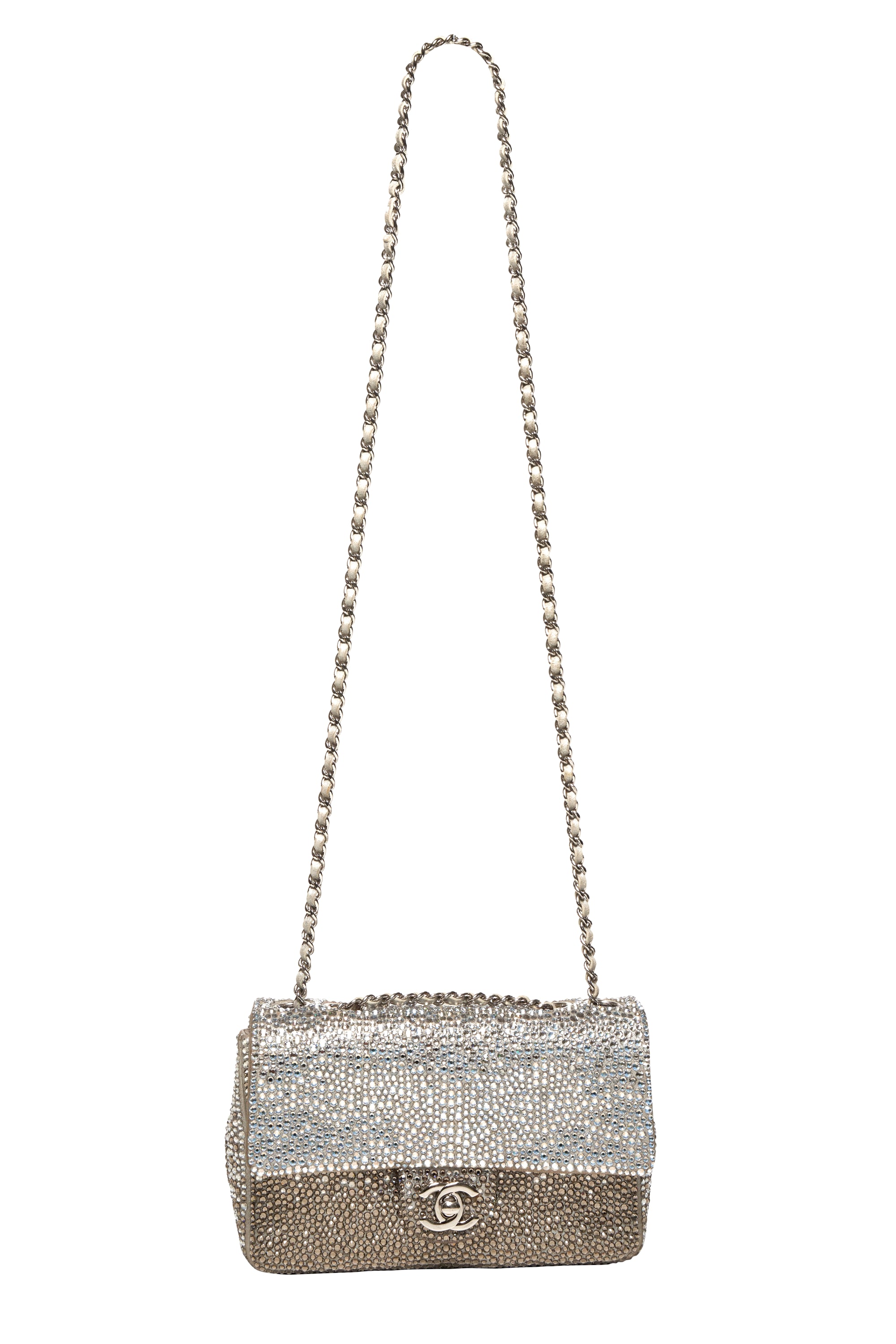 Chanel Silver Ombre Crystal Flap Bag