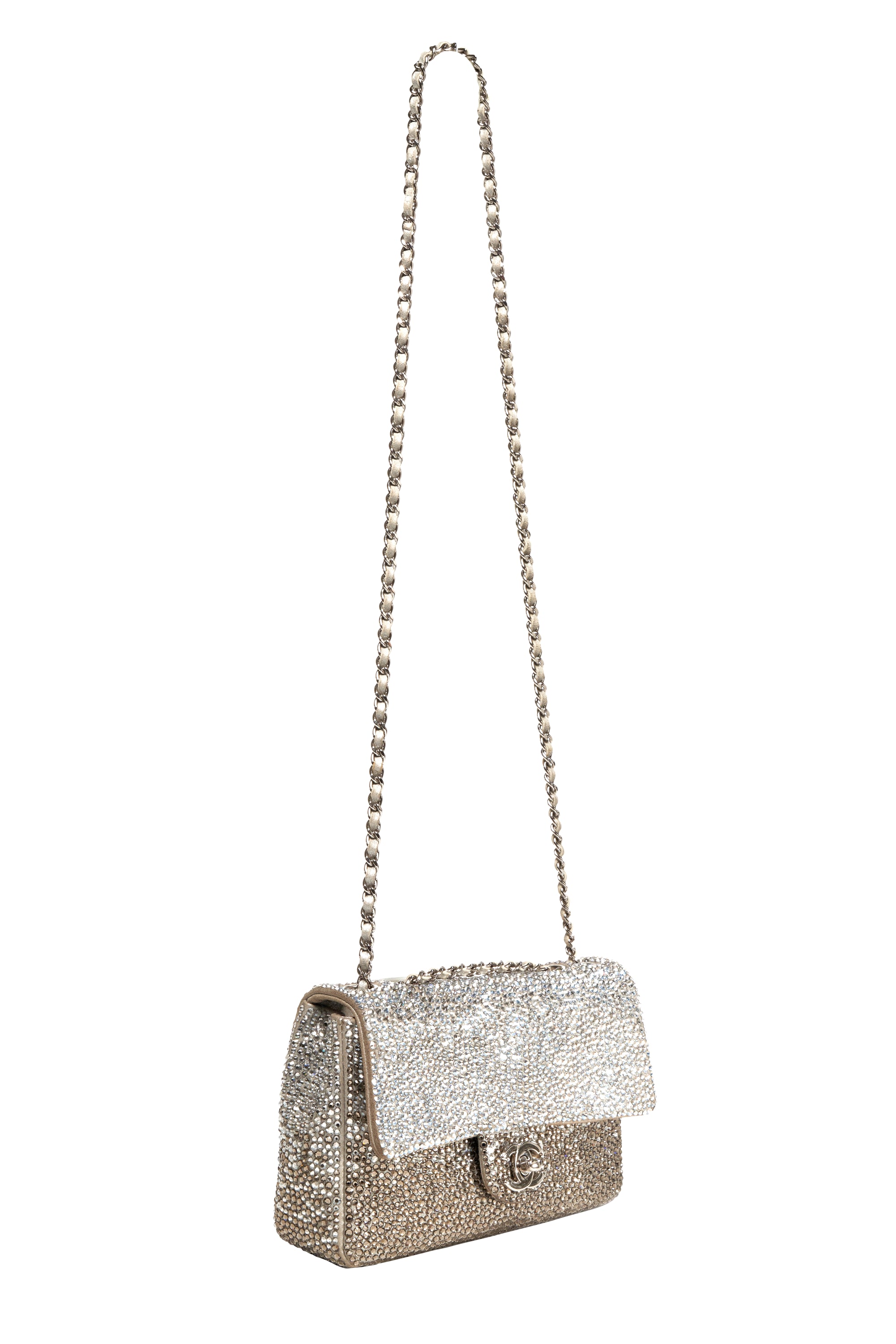 Chanel Silver Ombre Crystal Flap Bag