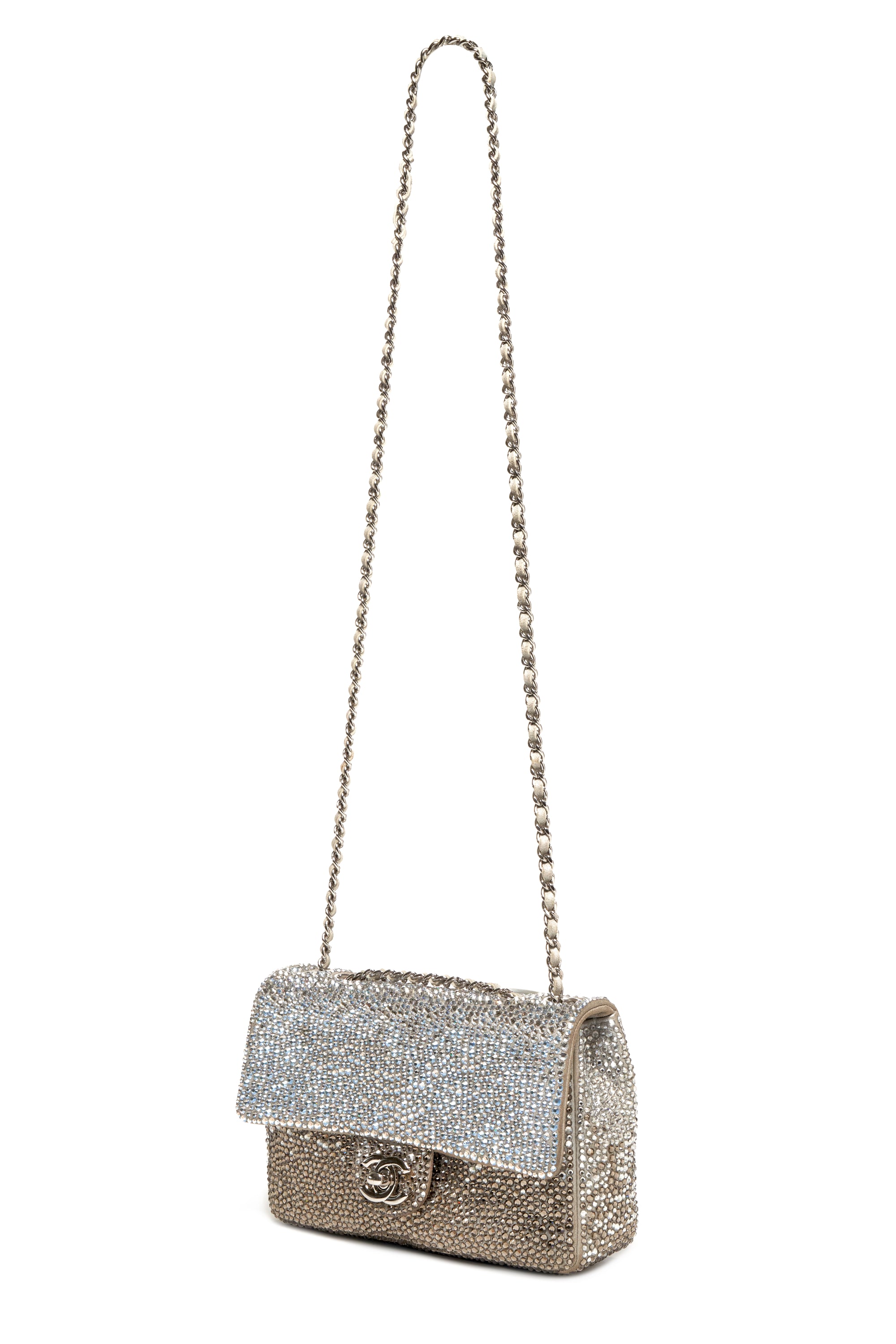 Chanel Silver Ombre Crystal Flap Bag