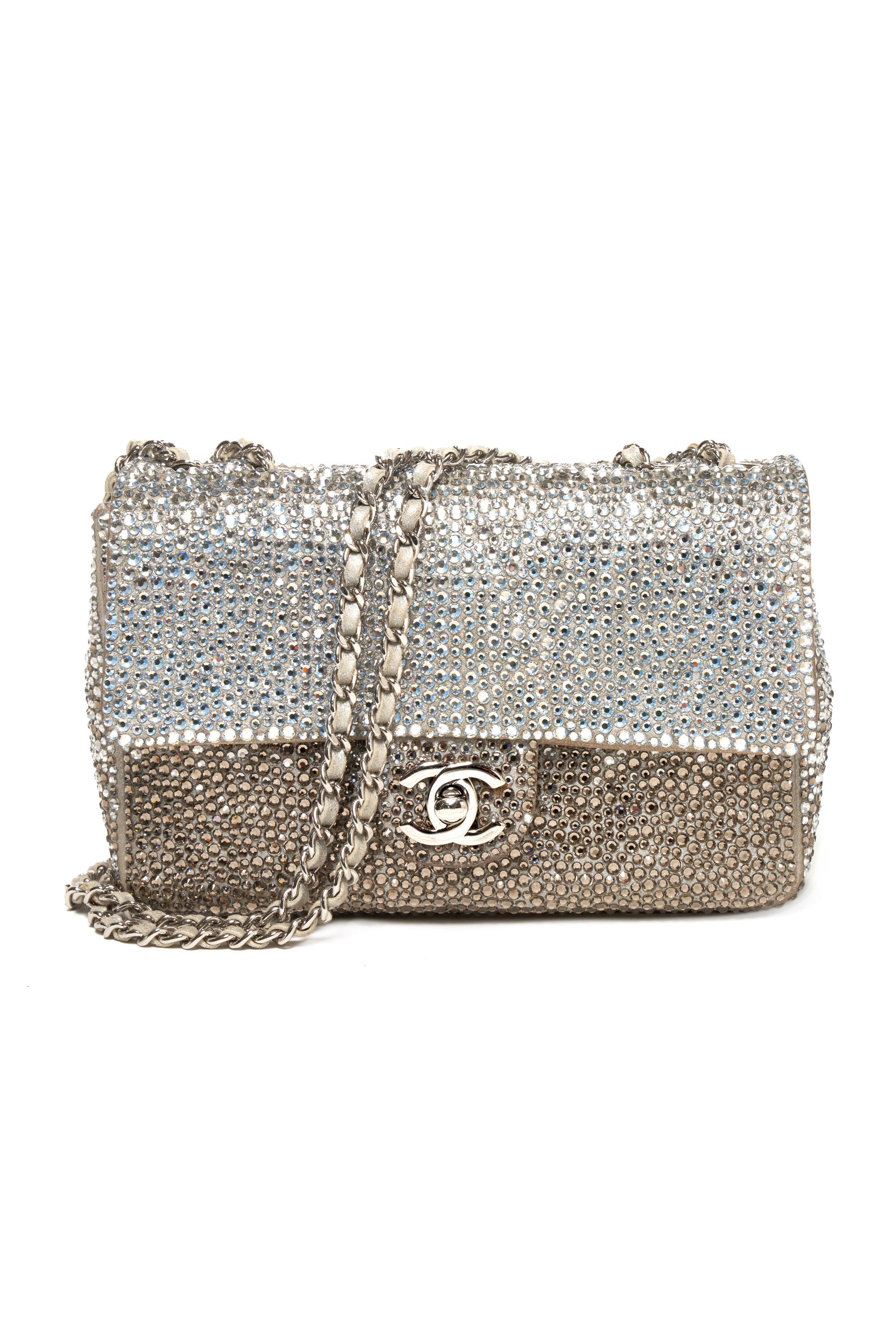 Chanel Silver Ombre Crystal Flap Bag