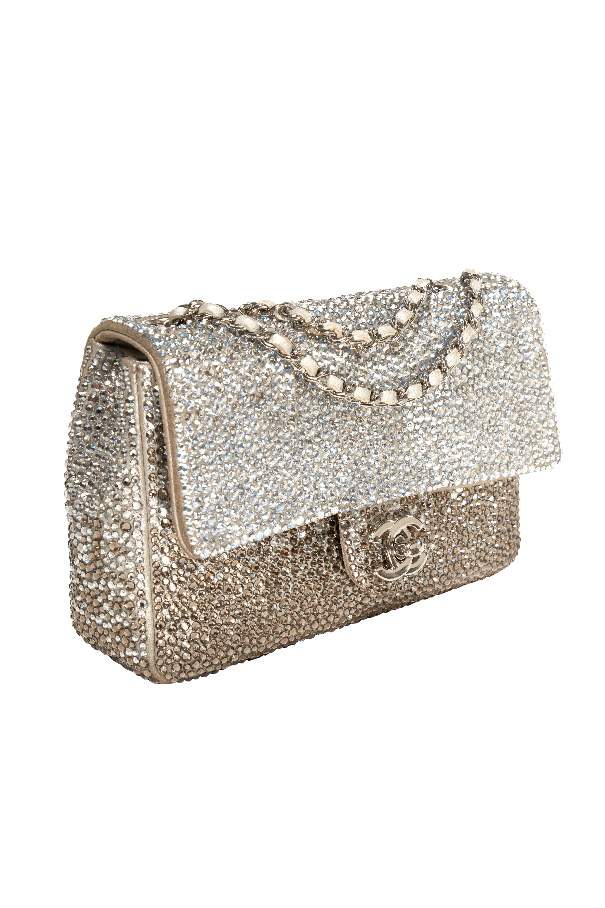 Chanel Silver Ombre Crystal Flap Bag