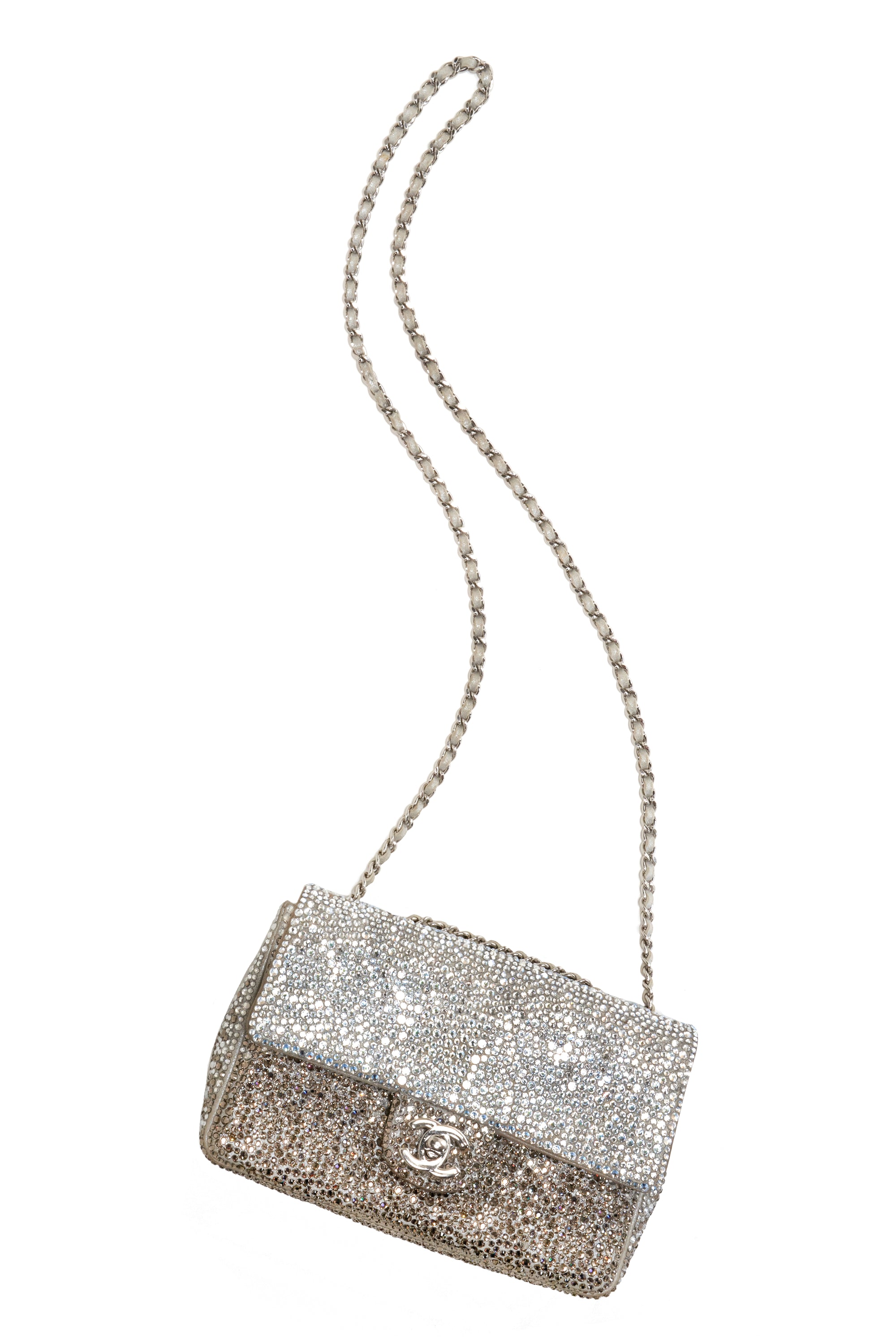 Chanel Silver Ombre Crystal Flap Bag