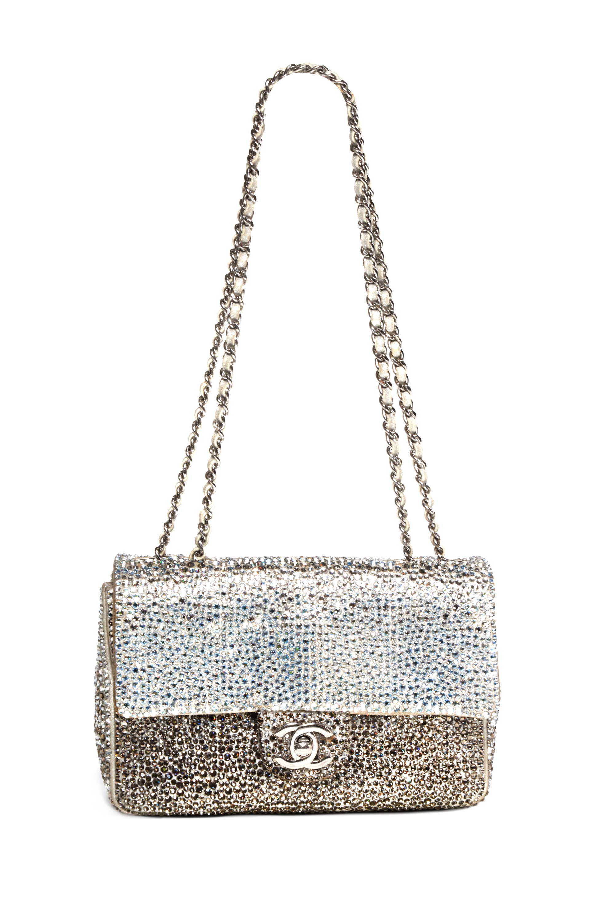 Chanel Silver Ombre Crystal Flap Bag