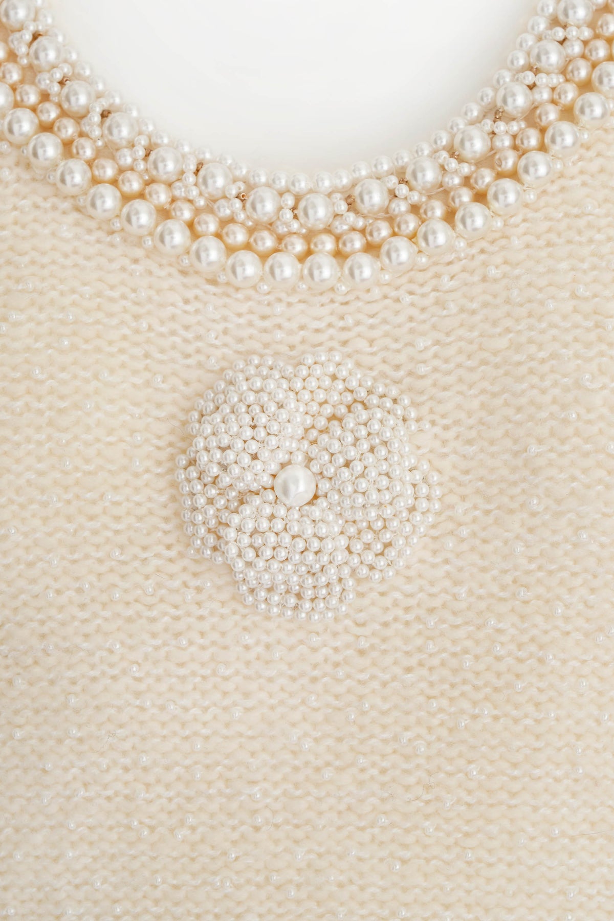 Chanel White Camelia and Pearl Sleeveless Dress Size 36